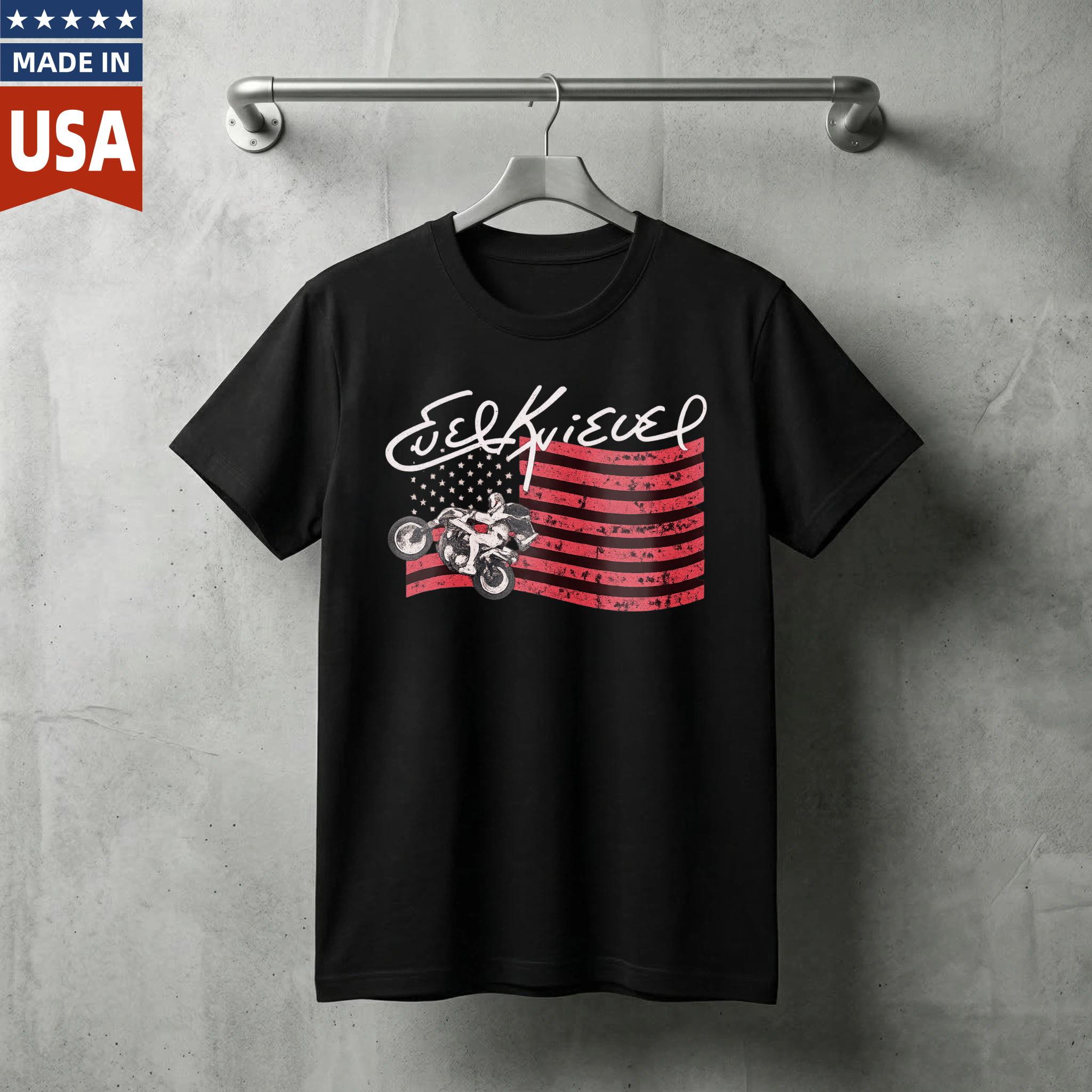 Joe Quieer American Flag Motorcycle T Shirt Made In Usa