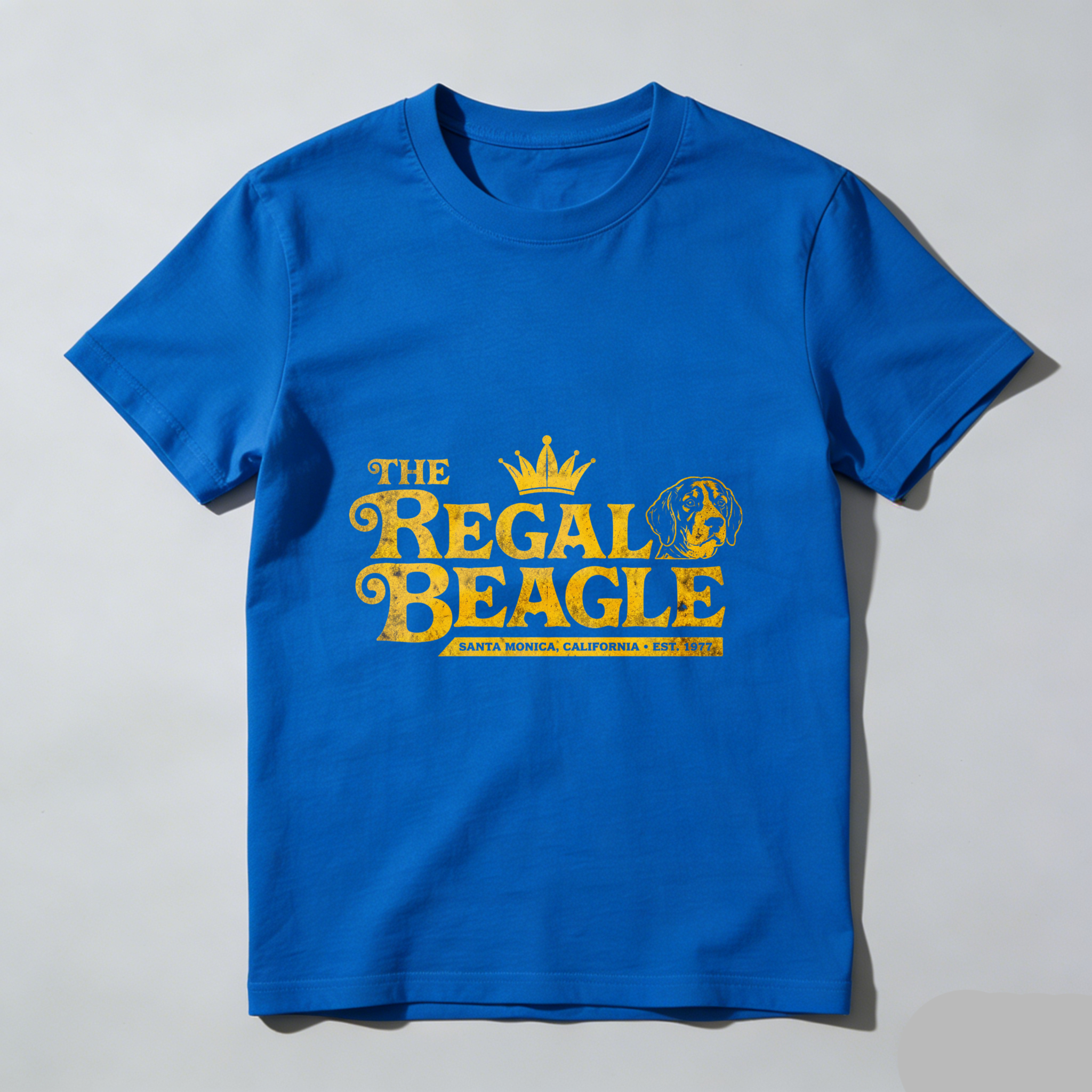 TEECURENT The Regal Beagle T-Shirt Santa Monica California Established 1977 Dog Lover Gift Golden Crown Design Black Men Women Unisex Apparel