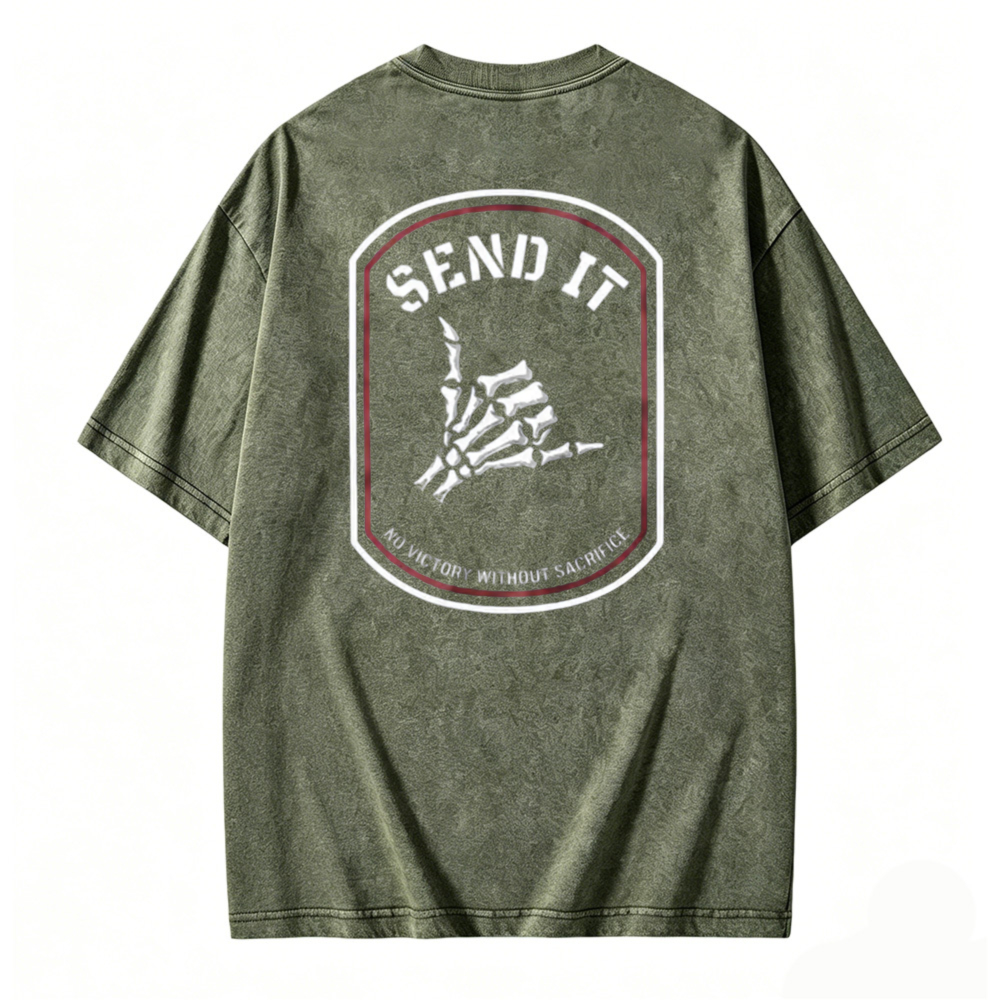 Send It Skeleton Hand Graphic Washed T-shirt