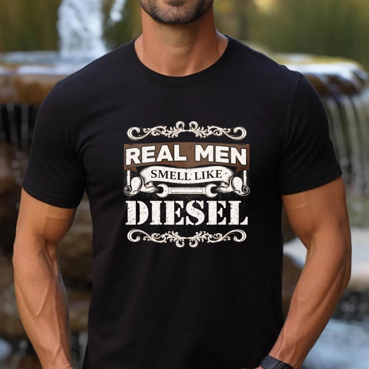 Real Men Smell Like Diesel T-Shirt For Men Mechanical Workwear Gift For Truck Drivers And Mechanics