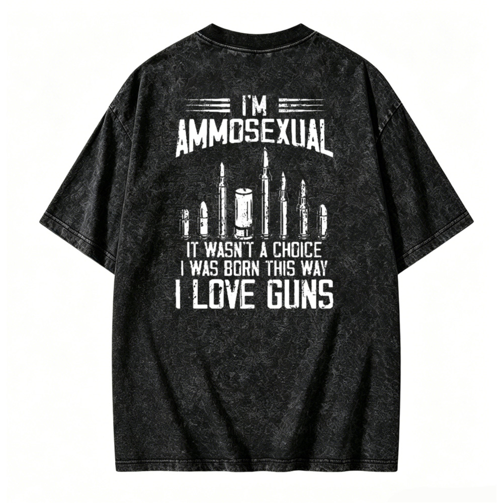 Ammosexual I Love Guns Bullet Graphic Washed T-shirt