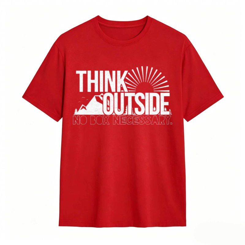 Think Outside No Box Necessary Mountain Sunburst Design T-shirt