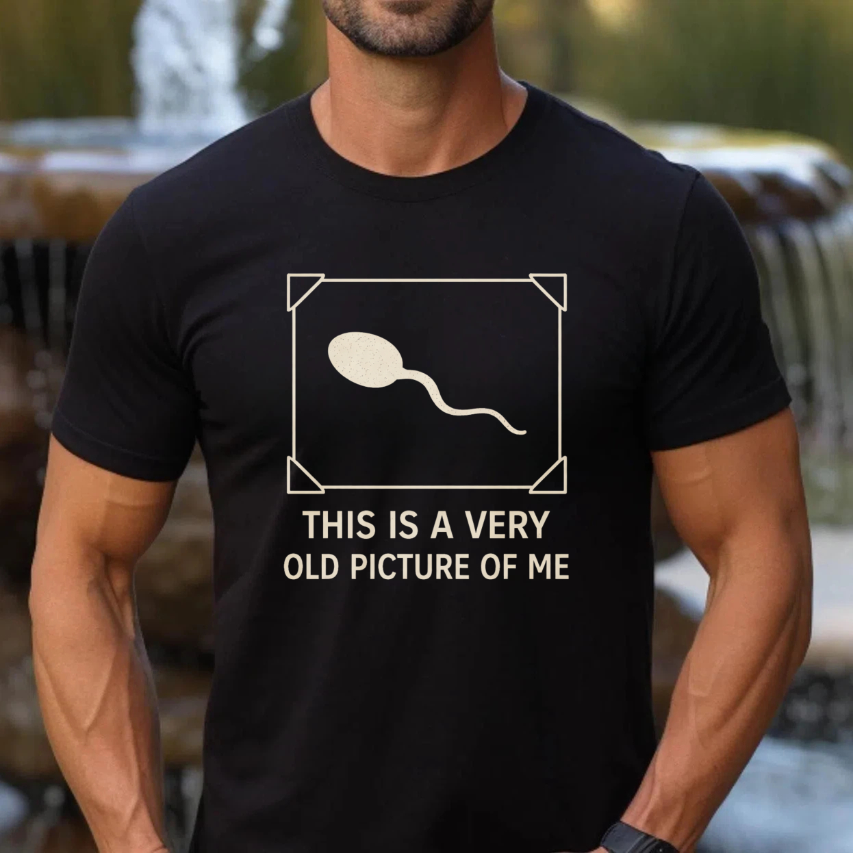 TEECURENTThis Is A Very Old Picture Of Me Sperm T-Shirt Funny Humor Men Women Black Shirt-TeeCurent