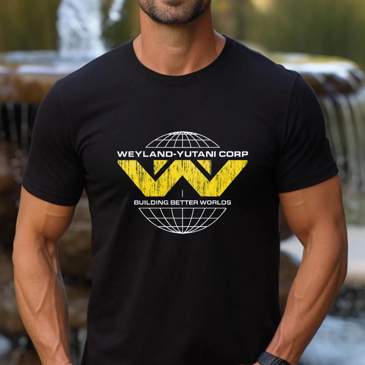 TEECURENT Weyland Yutani Corp Building Better Worlds T Shirt Alien Movie Logo Black Men Women Unisex Casual Tee Top