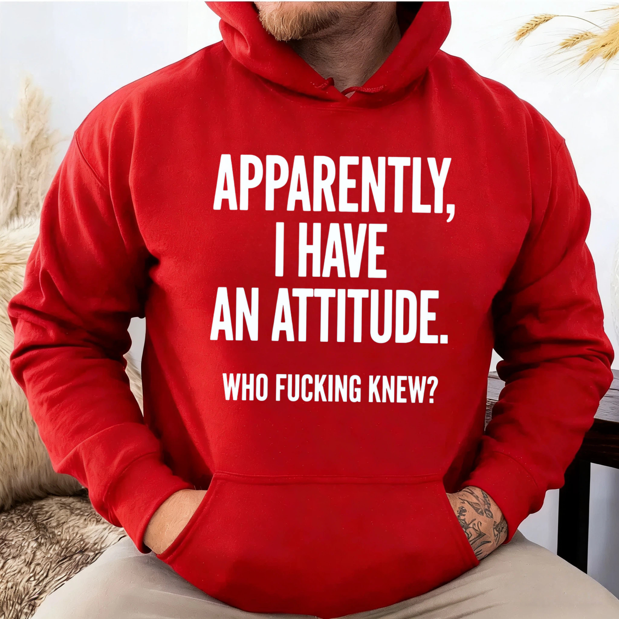 TEECURENT Gildan Apparently I Have An Attitude Who Fucking Knew Hoodie Sweatshirt Black Casual Wear For Men Women Funny Sarcasm Statement Pullover Top