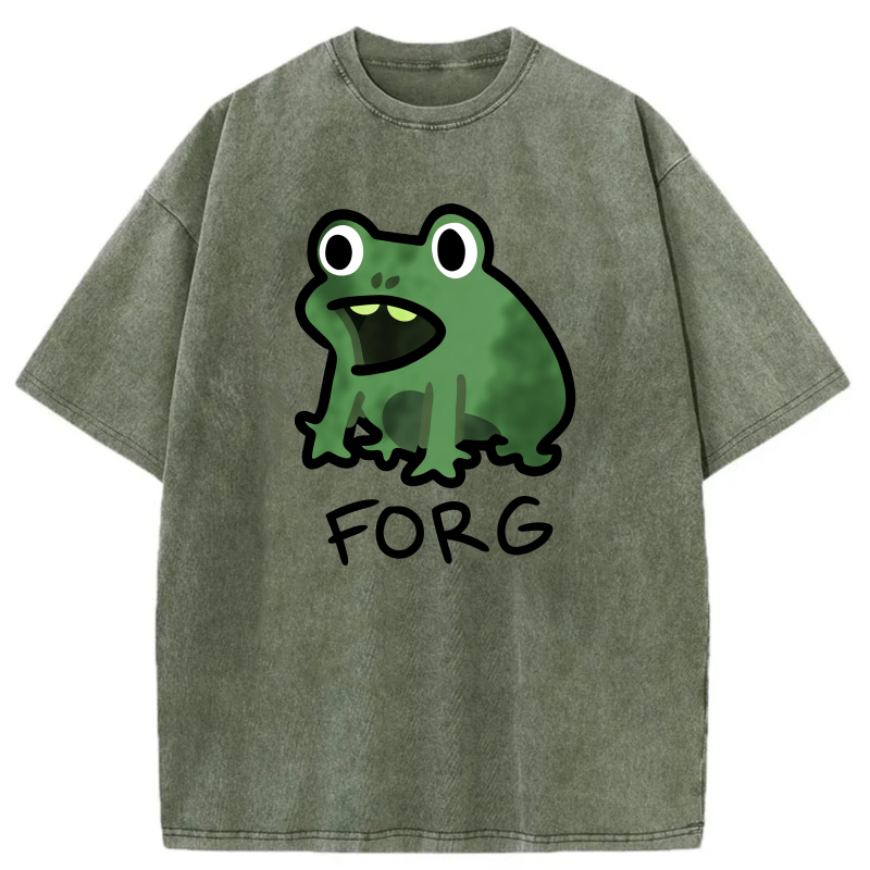 Frog With White Outline And Text Forg tshirt 100% cotton
