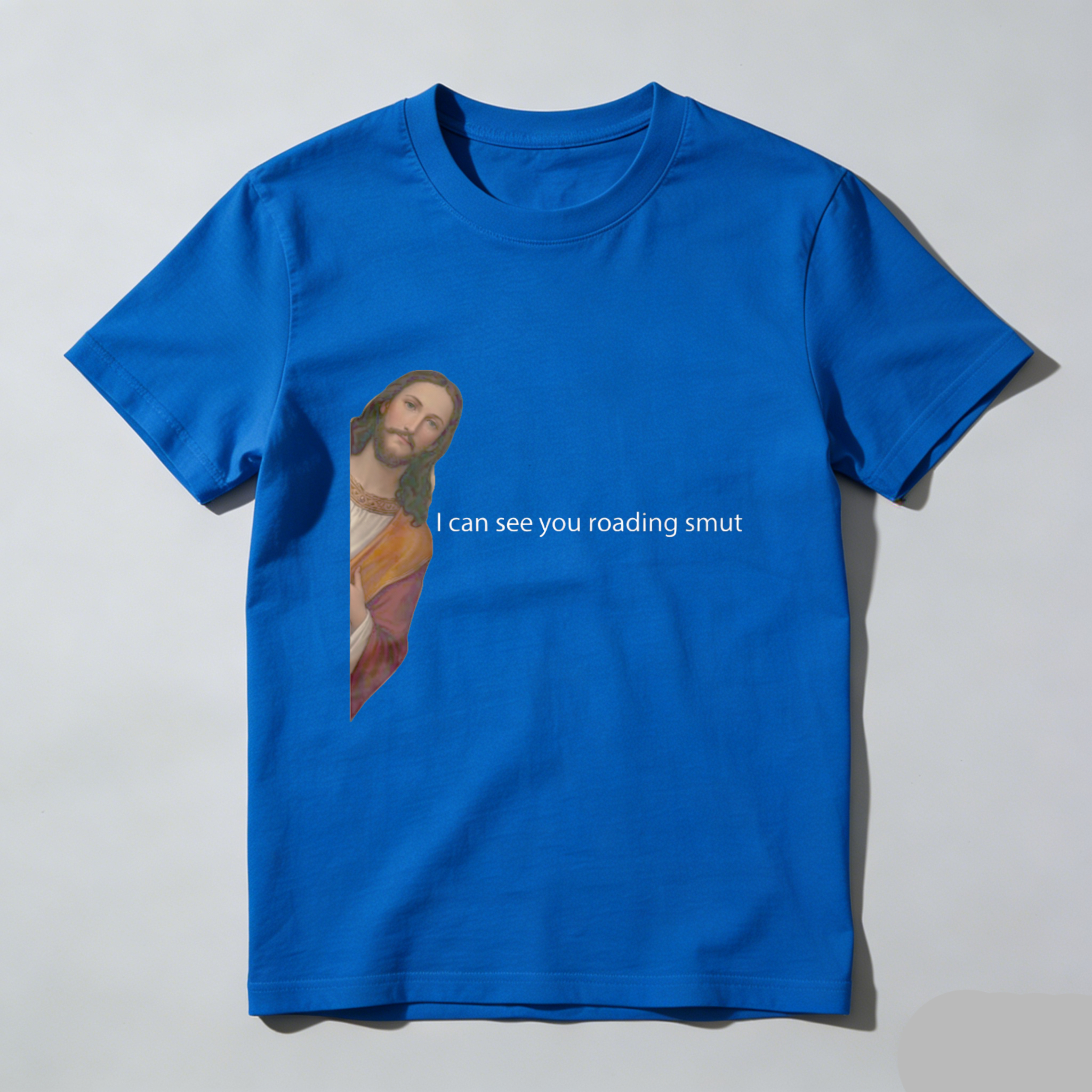 TEECURENT Jesus I Can See You Reading Smut Funny T Shirt Humor Religion Parody Graphic Tee Men Women Unisex Casual Wear WOMEN