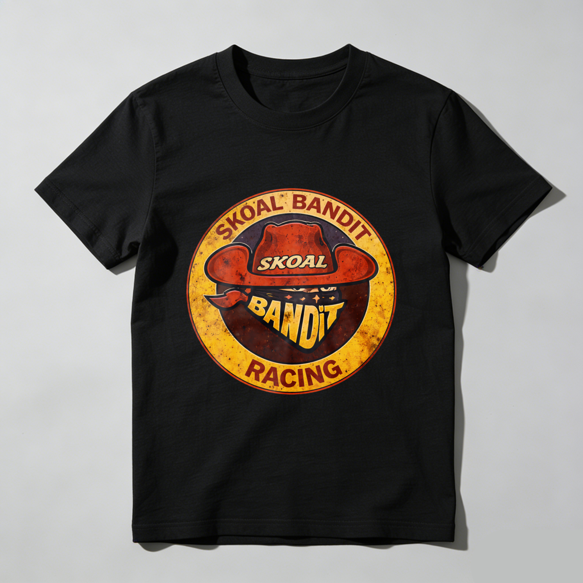 Skual Bandit Racing T Shirt Vintage Logo Design Black Cotton Men Women Unisex Casual Wear