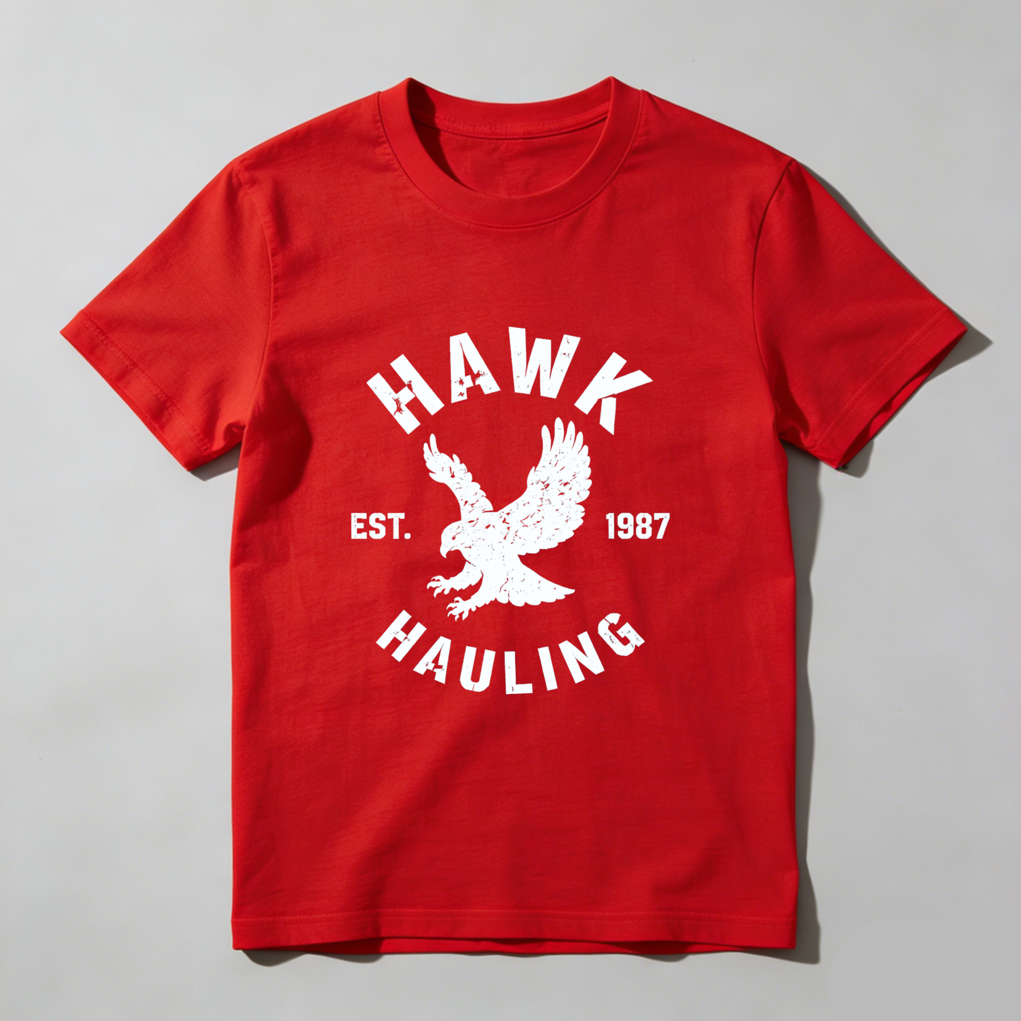 Hawk Hauling Est 1987 Eagle Logo T Shirt Black Cotton Men's Casual Graphic Tee
