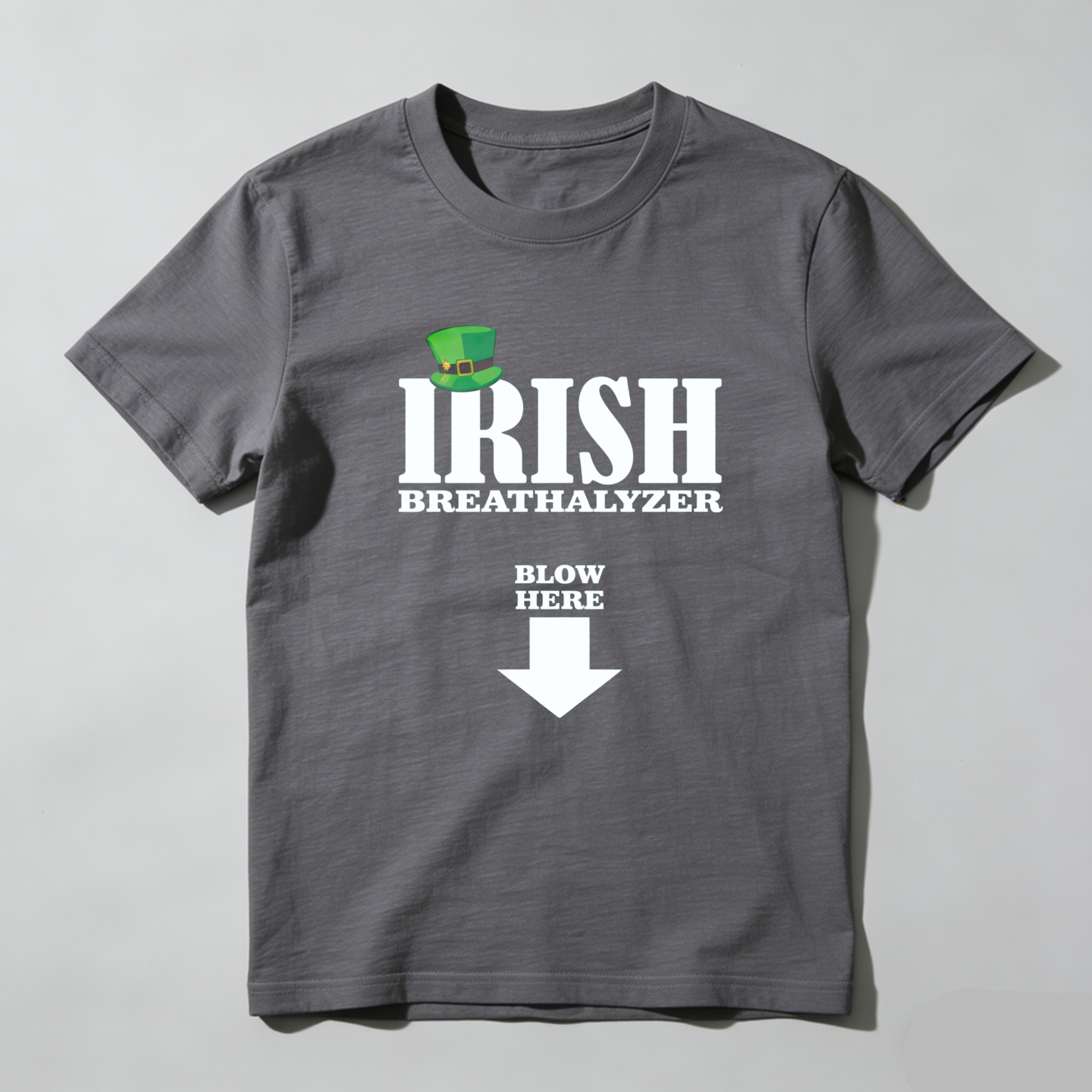 TEECURENT Irish Breathalyzer T-Shirt Blow Here St Patrick's Day Funny Shirt Men Women Unisex Casual Wear