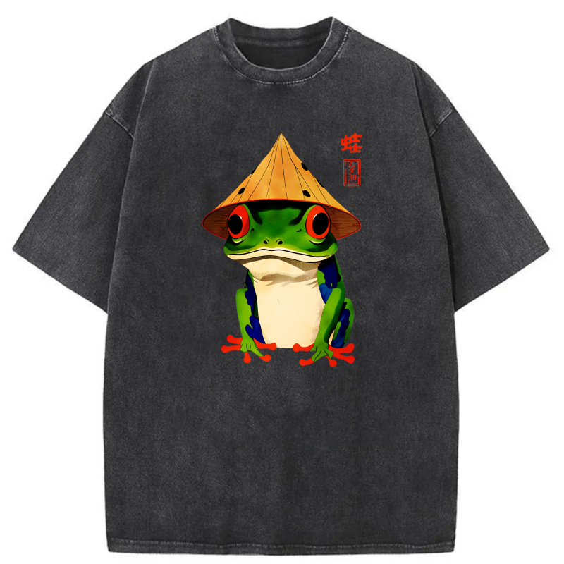 Frog Wearing Conical Hat With Red Eyes tshirt 100% cotton