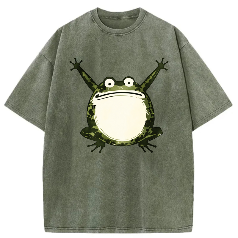 Frog Pattern Print On Black T-shirt tshirt 100% cotton