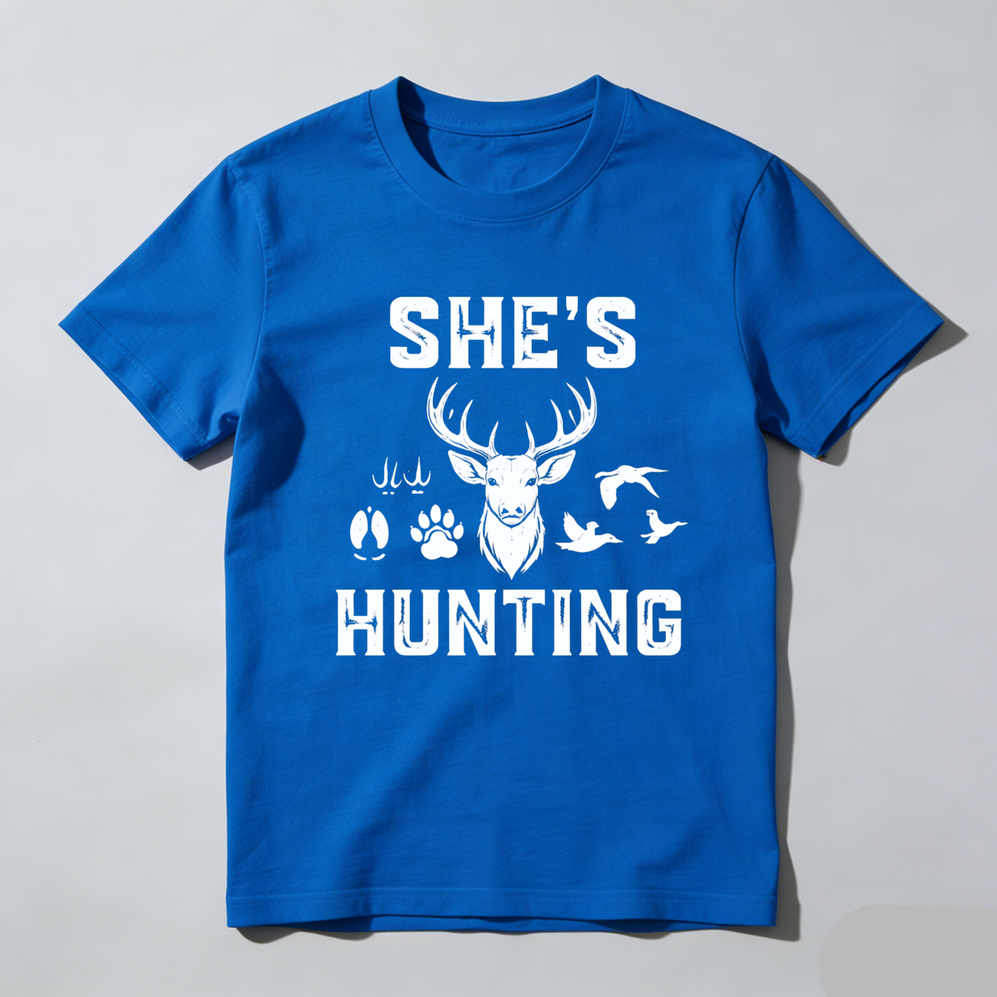 TEECURENT Shes Hunting Deer Hunting Shirt Women Outdoor Adventure Gear Hunting Lover T-Shirt-TeeCurent