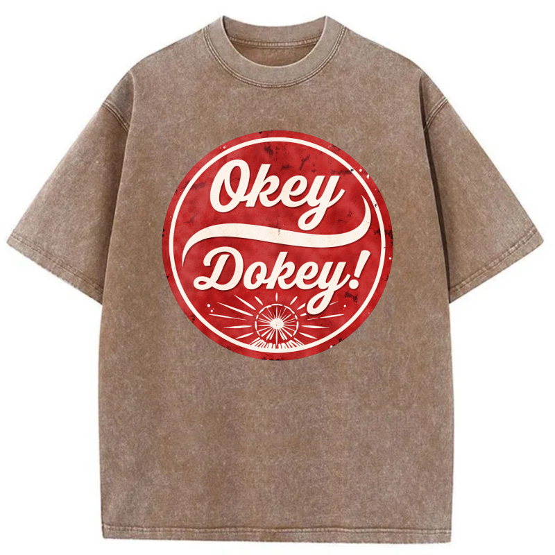 Okey Dokey Red Circle Logo Print tshirt 100% cotton