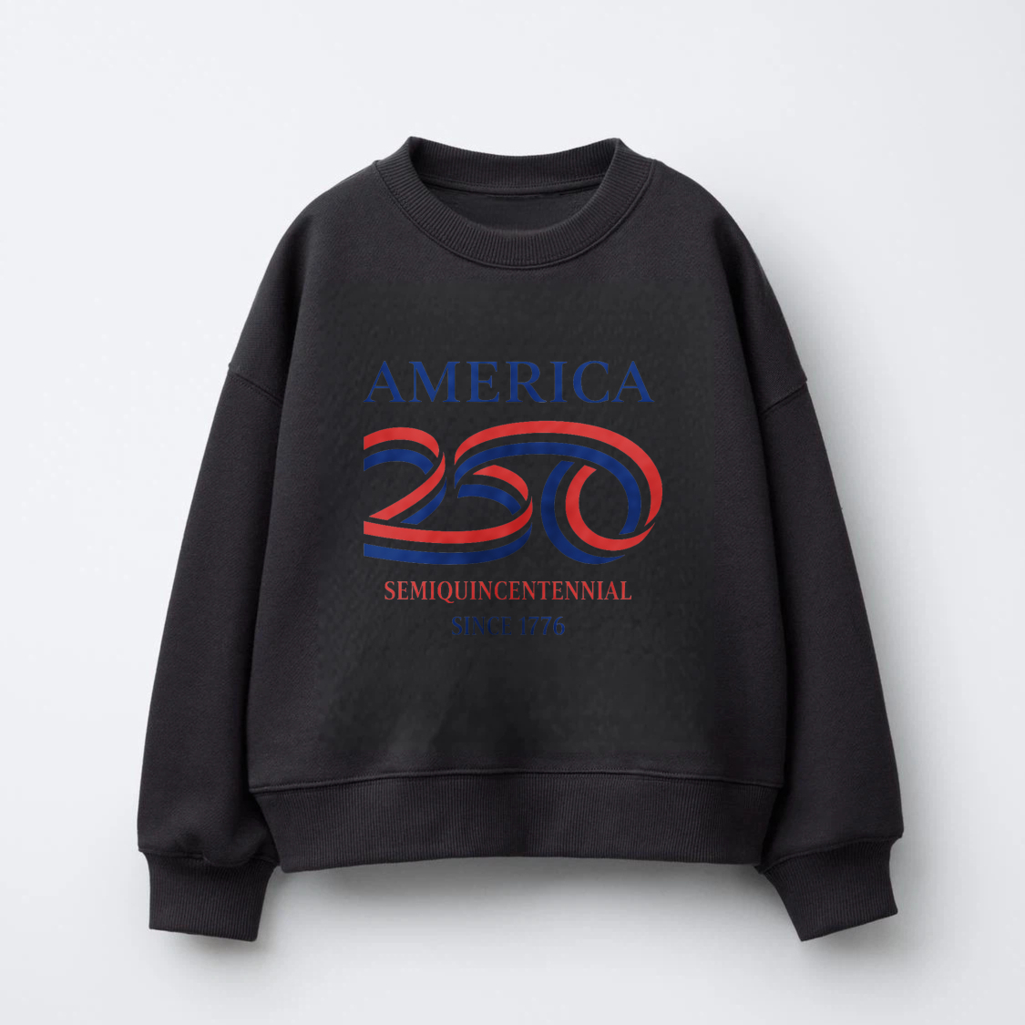America 250 SemiQuincennial Sweatshirt Black Crewneck Pullover Long Sleeve Casual Graphic Top For Men Women Unisex Apparel 2026 Independence Day Celebration Wear