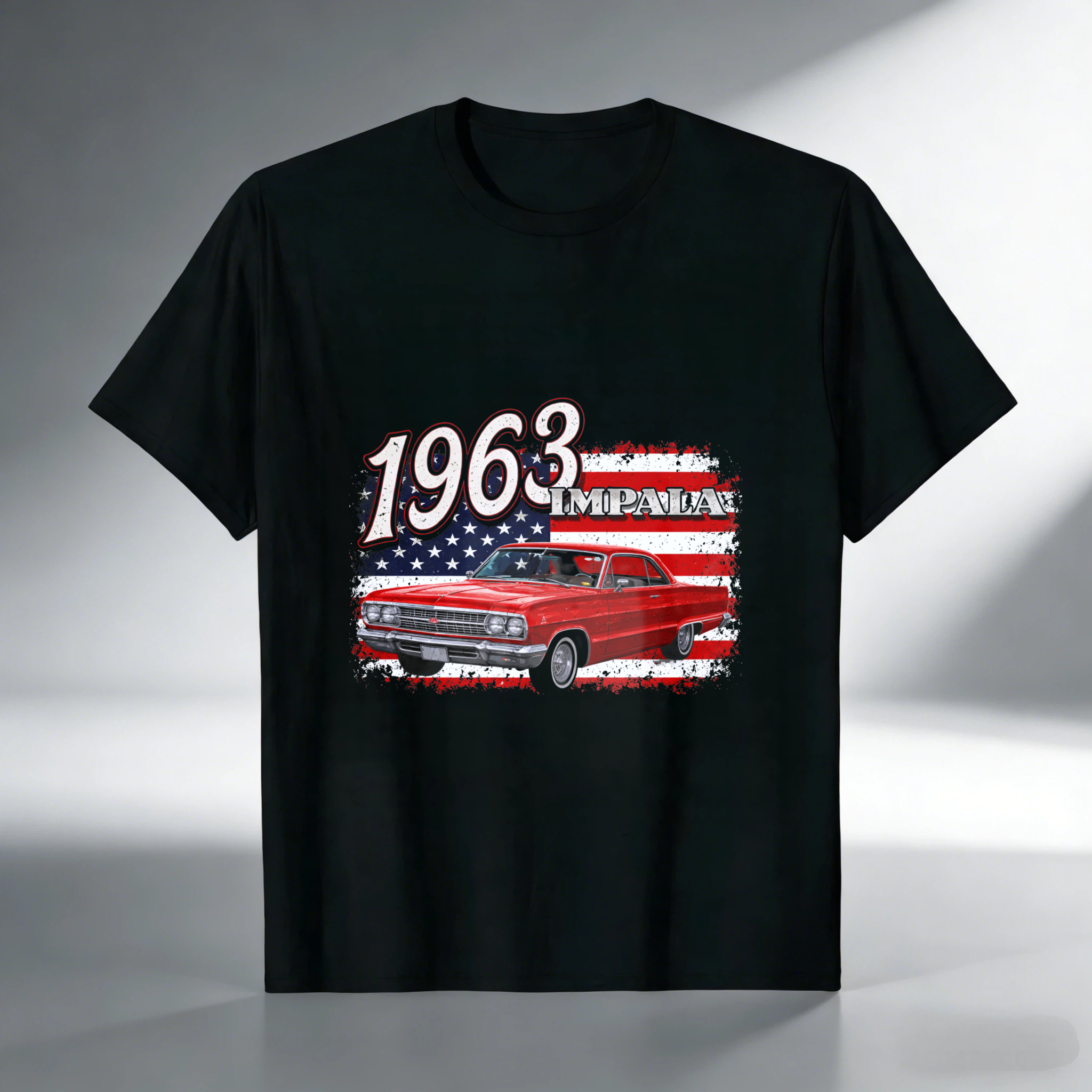 1963 Impala Classic Car American Flag Design T-Shirt