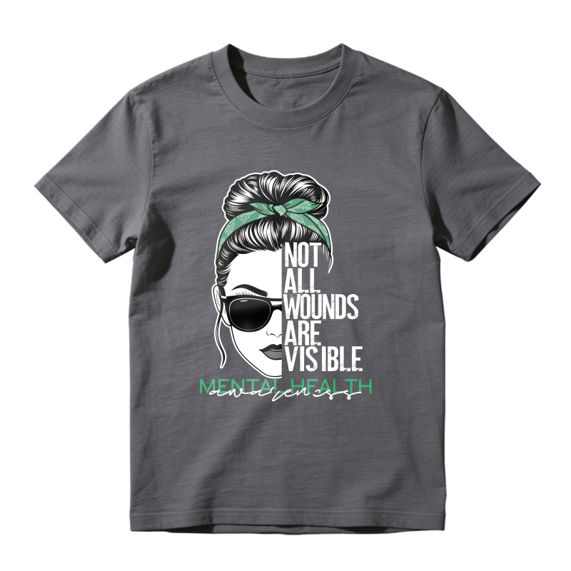Dorawear™ Mental Health Awareness Not All Wounds Are Visible Woman With Sunglasses And Hair Bun Unisex Classic T-shirt