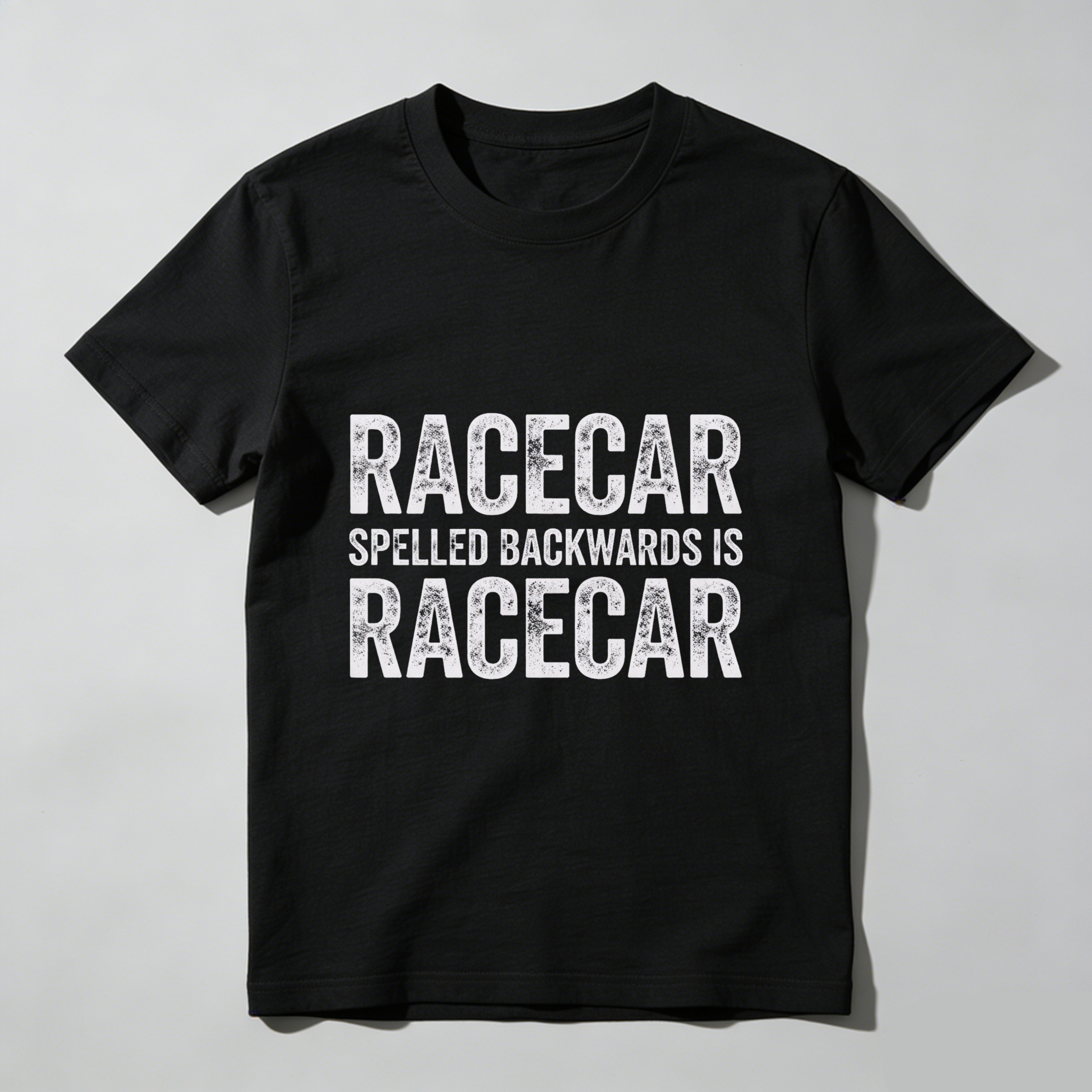 Racecar Spelled Backwards Is Racecar T Shirt Funny Palindrome Car Racing Gift For Men Women Unisex Black Cotton Shirt