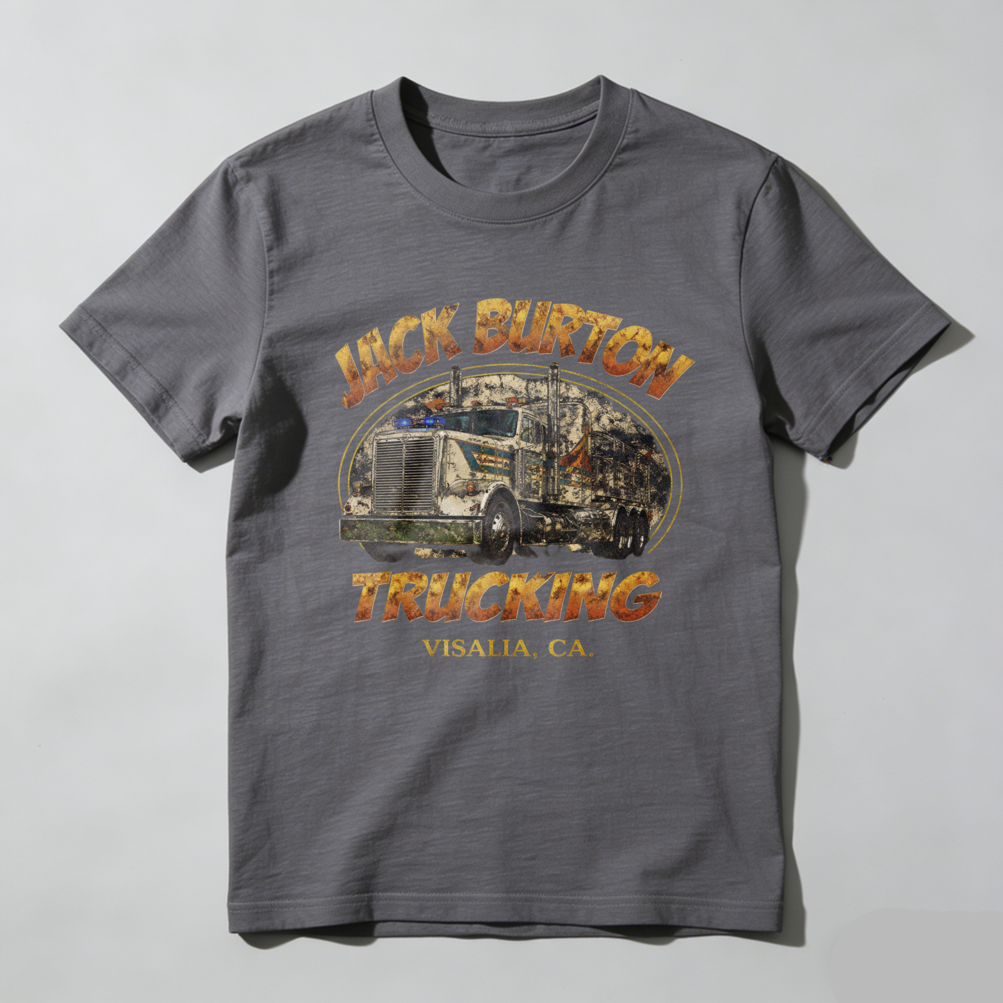 TEECURENT Jack Burton Trucking Visalia Ca T Shirt Men's Classic Fit Cotton Graphic Tee Apparel