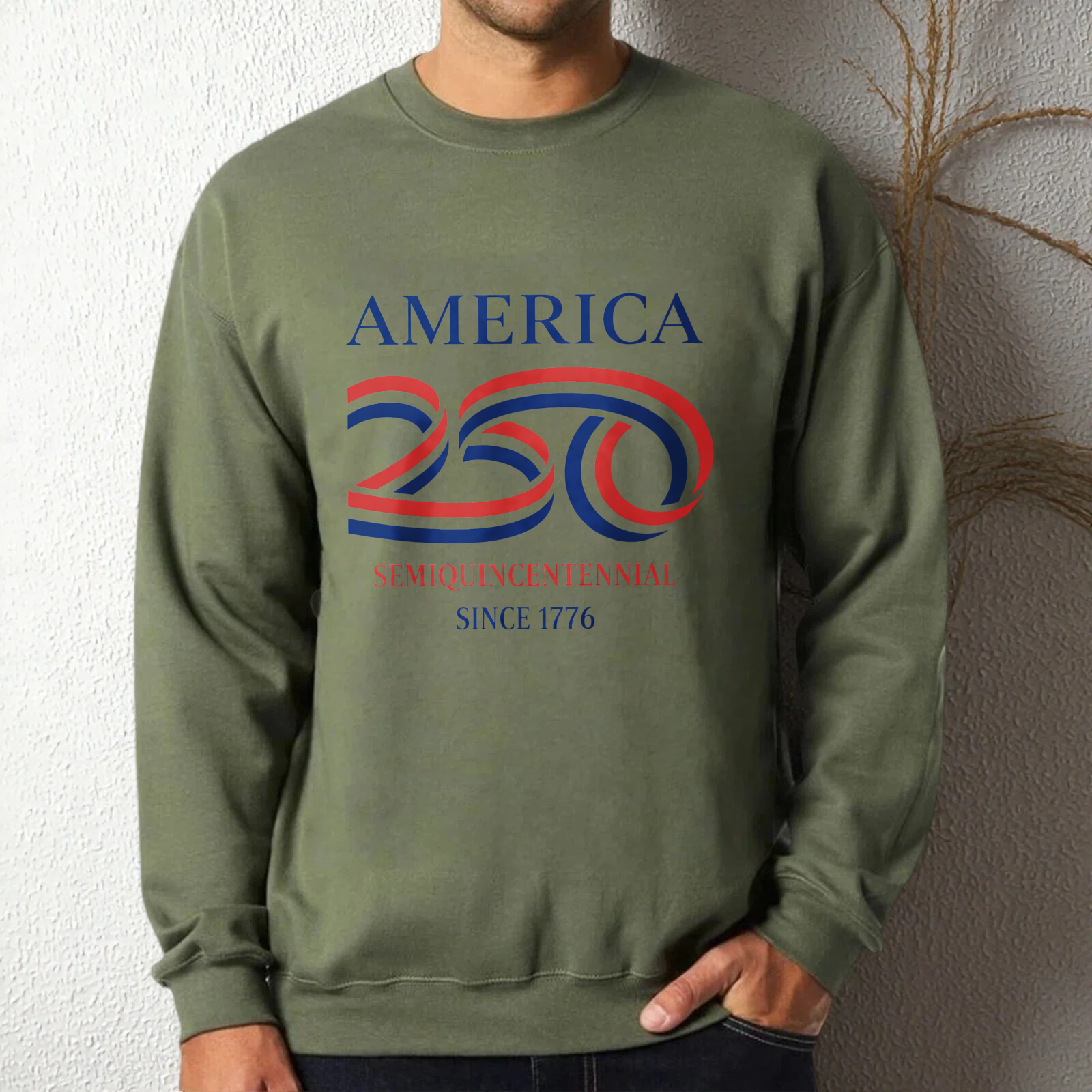 America 250 SemiQuincennial Sweatshirt Black Crewneck Pullover Long Sleeve Casual Graphic Top For Men Women Unisex Apparel 2026 Independence Day Celebration Wear