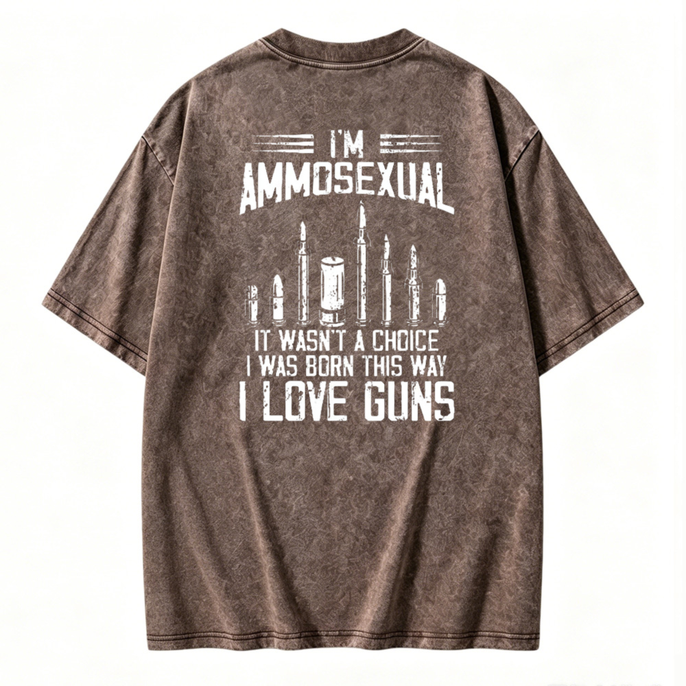 Ammosexual I Love Guns Bullet Graphic Washed T-shirt