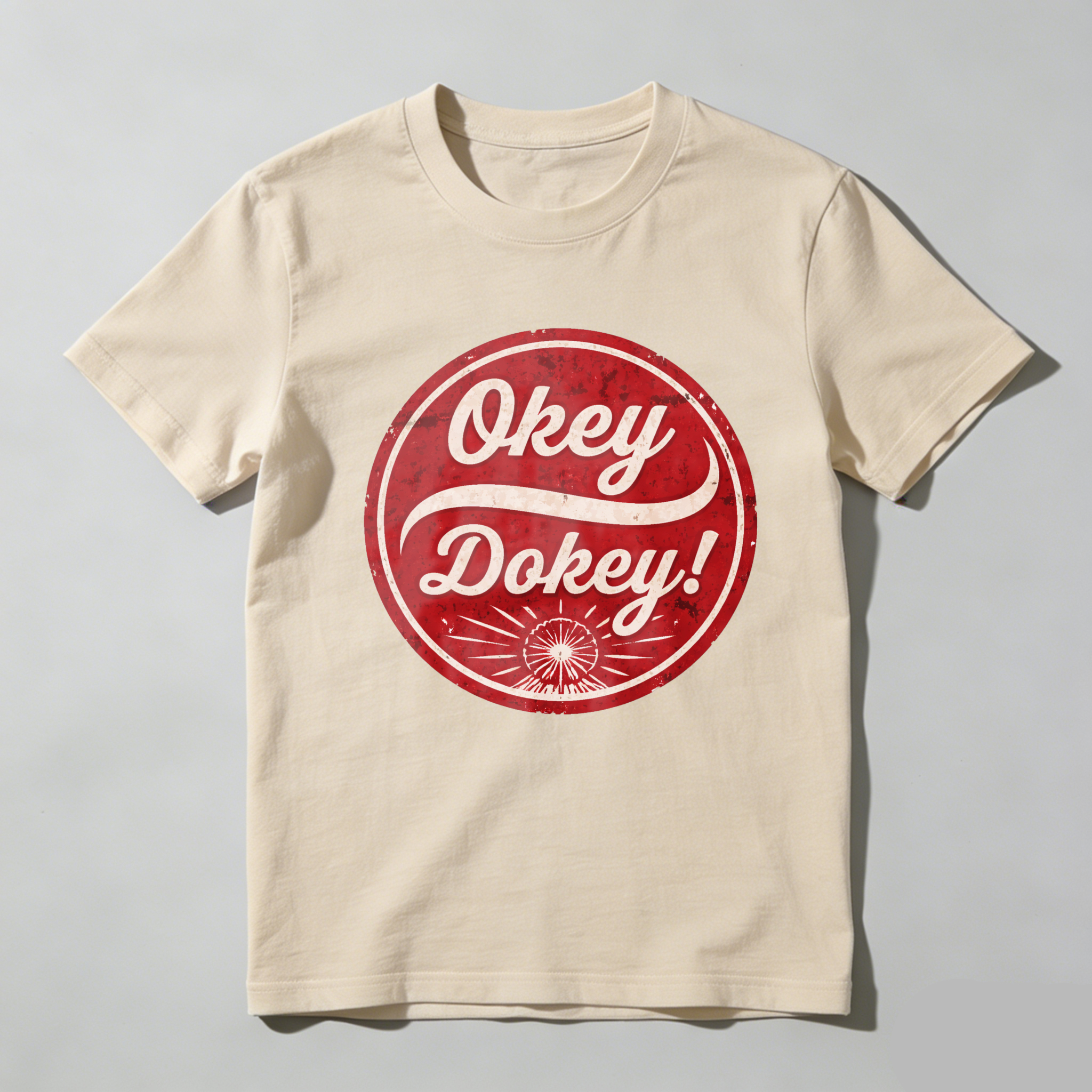 TEECURENTOkey Dokey Vintage Style Red Circle Graphic Black T-Shirt For Men And Women Casual Wear Unisex Fashion Top-TeeCurent