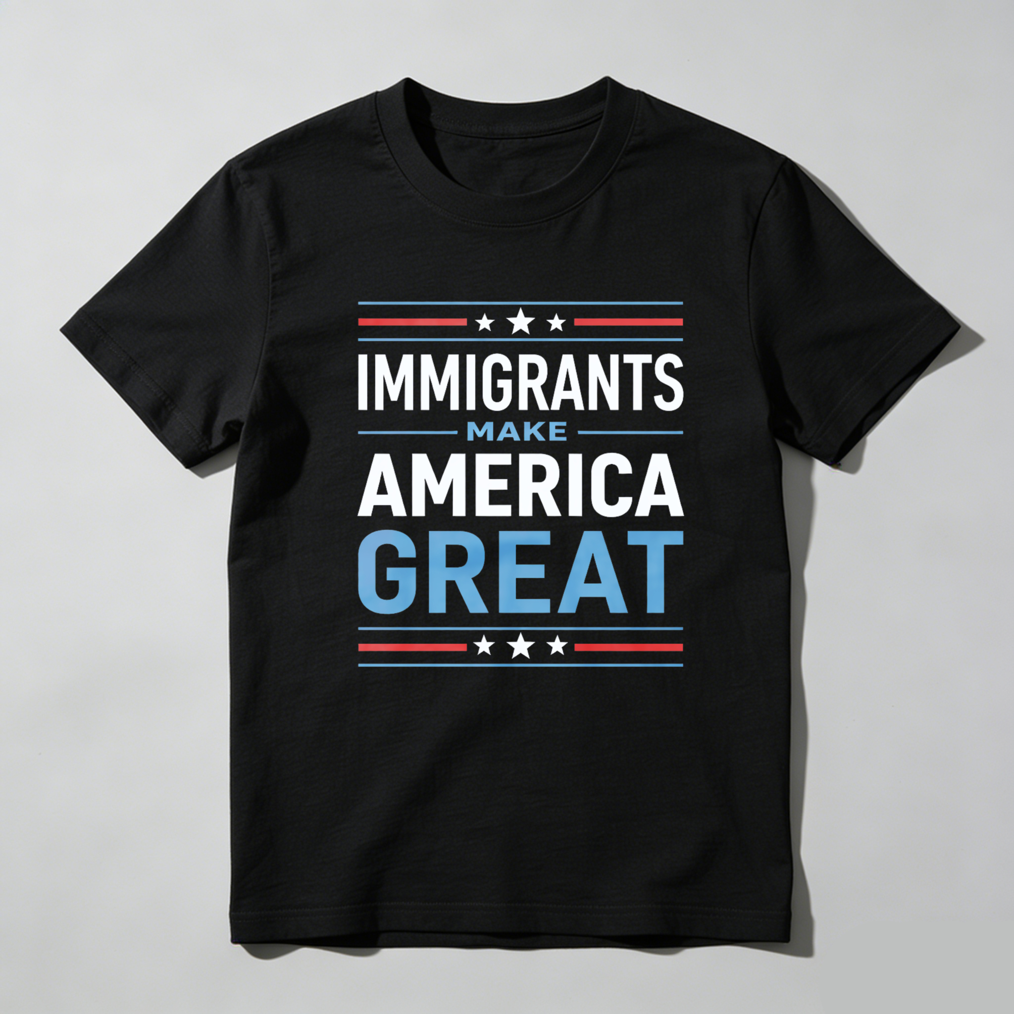TEECURENTImmigrants Make America Great Patriotic T Shirt For Men And Women American Flag Design Black Cotton Tee-TeeCurent