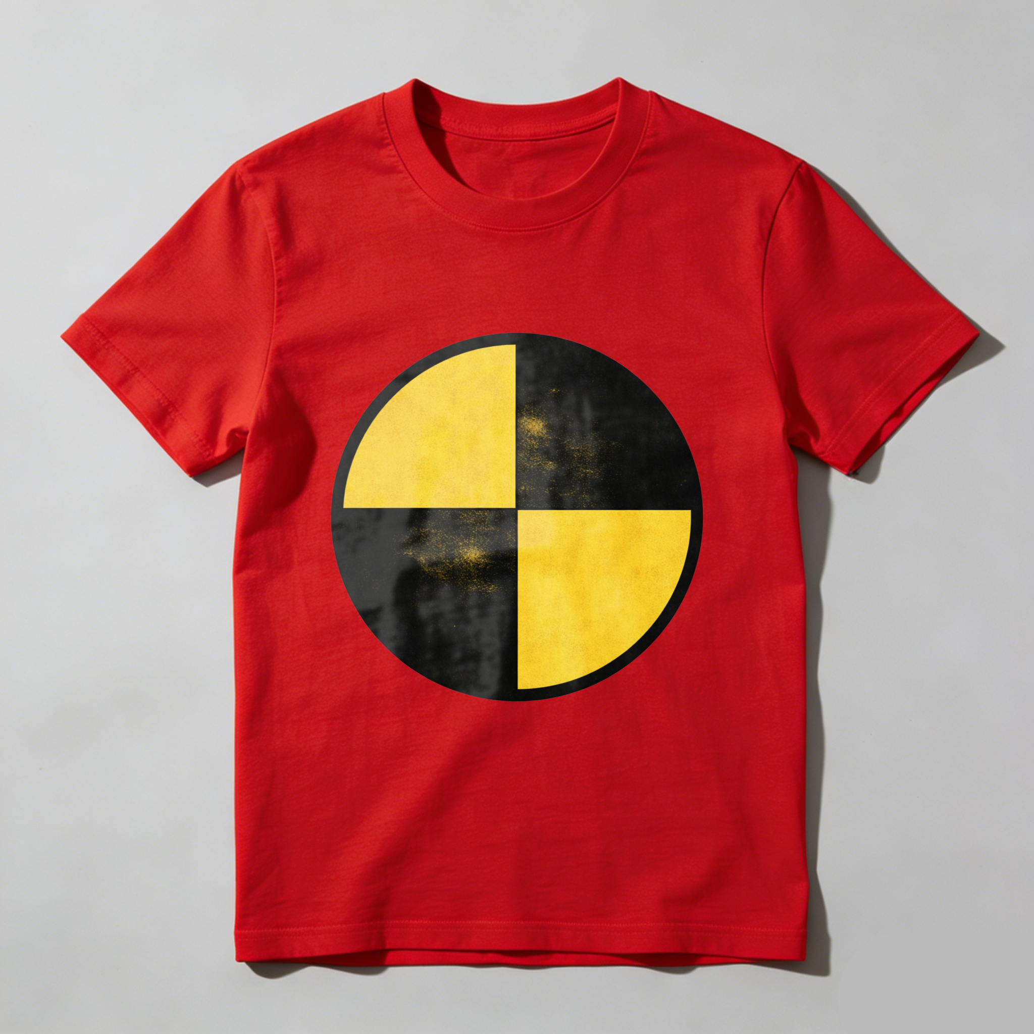 Black T-Shirt With Yellow And Black Circle Design Minimalist Art Graphic Tee Men Women Unisex Casual Wear