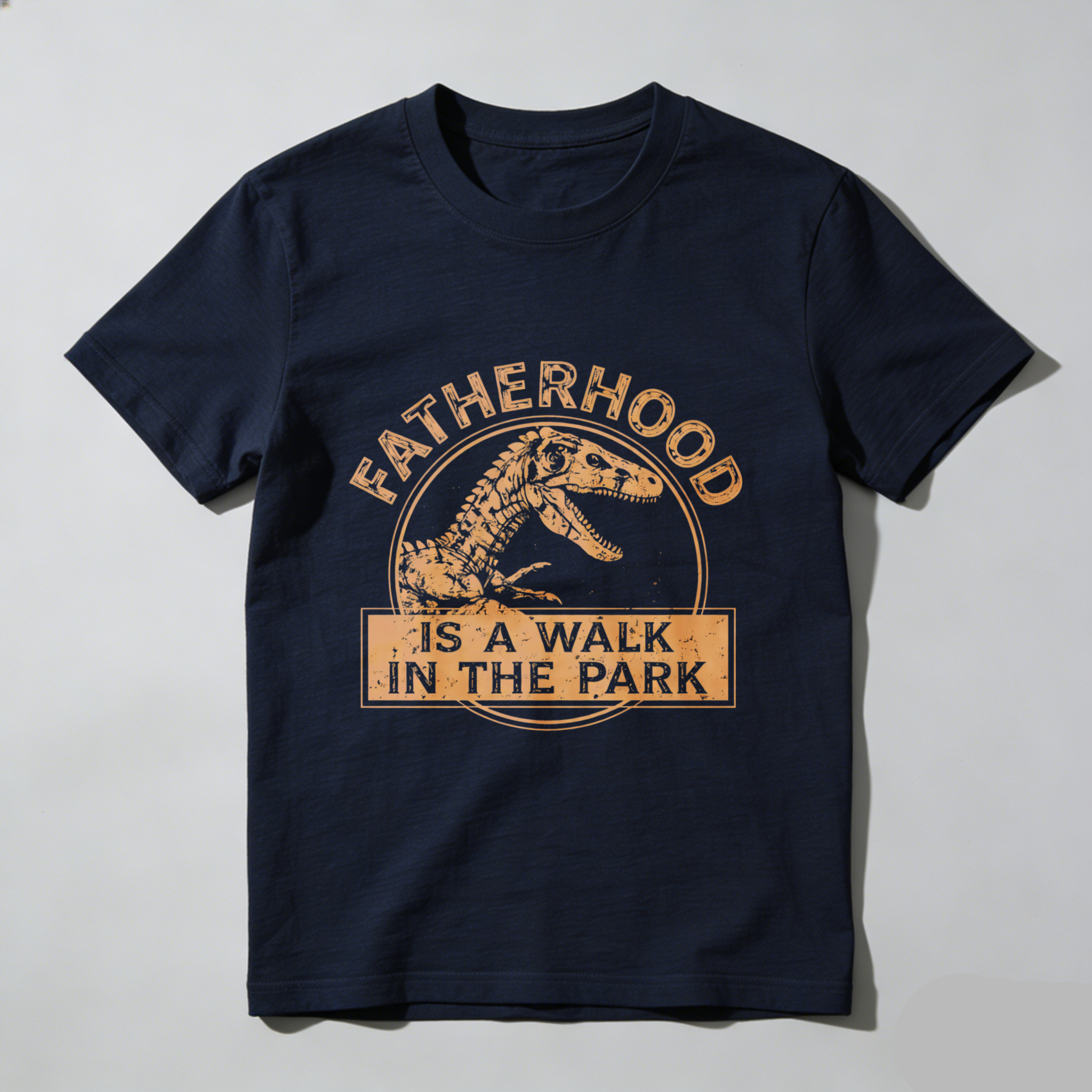 TEECURENT Fatherhood Is A Walk In The Park Dinosaur T-Shirt For Men Funny Dad Gift Shirt