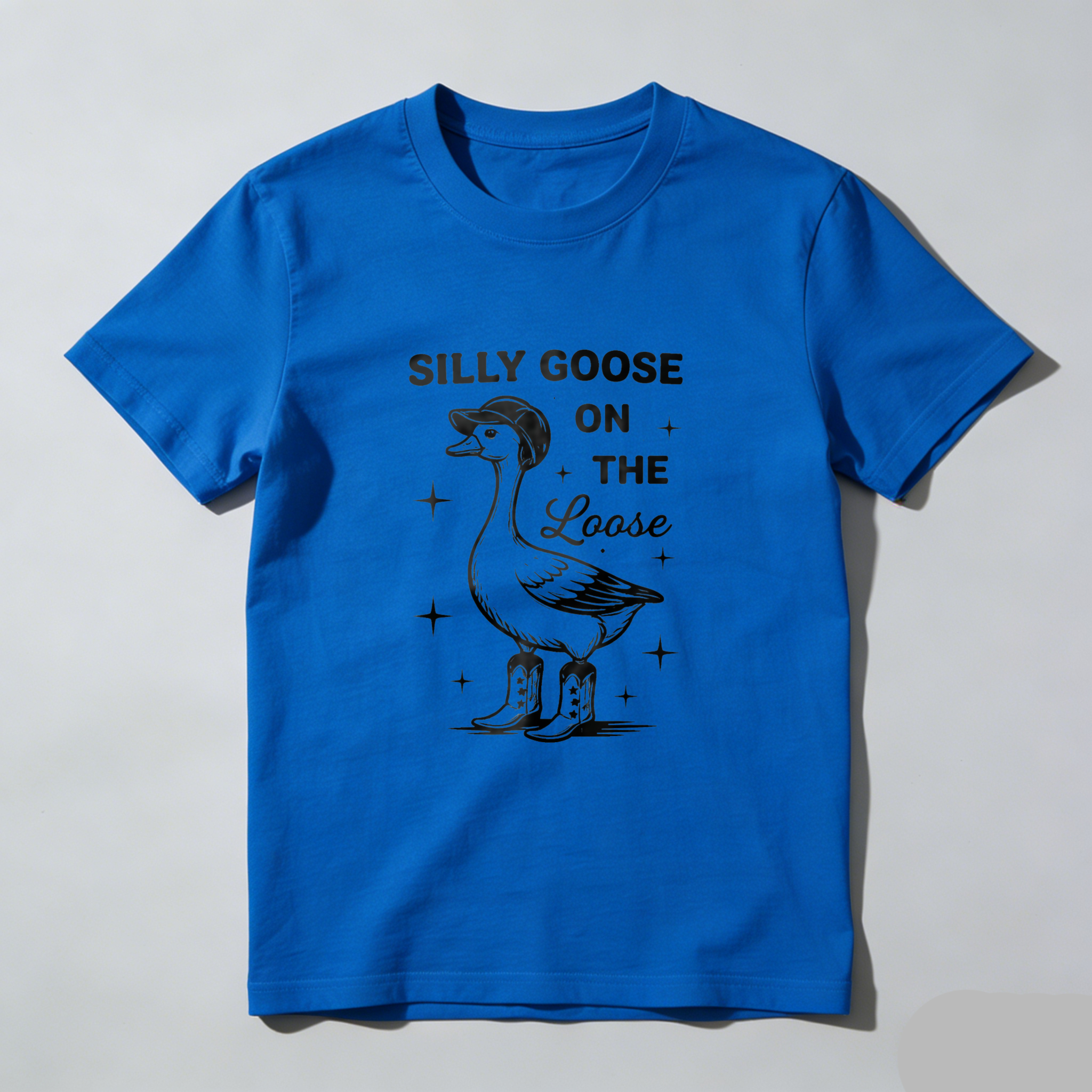 Silly Goose On The Loose Funny Duck T Shirt With Stars And Boots Design For Men Women Unisex Casual Wear