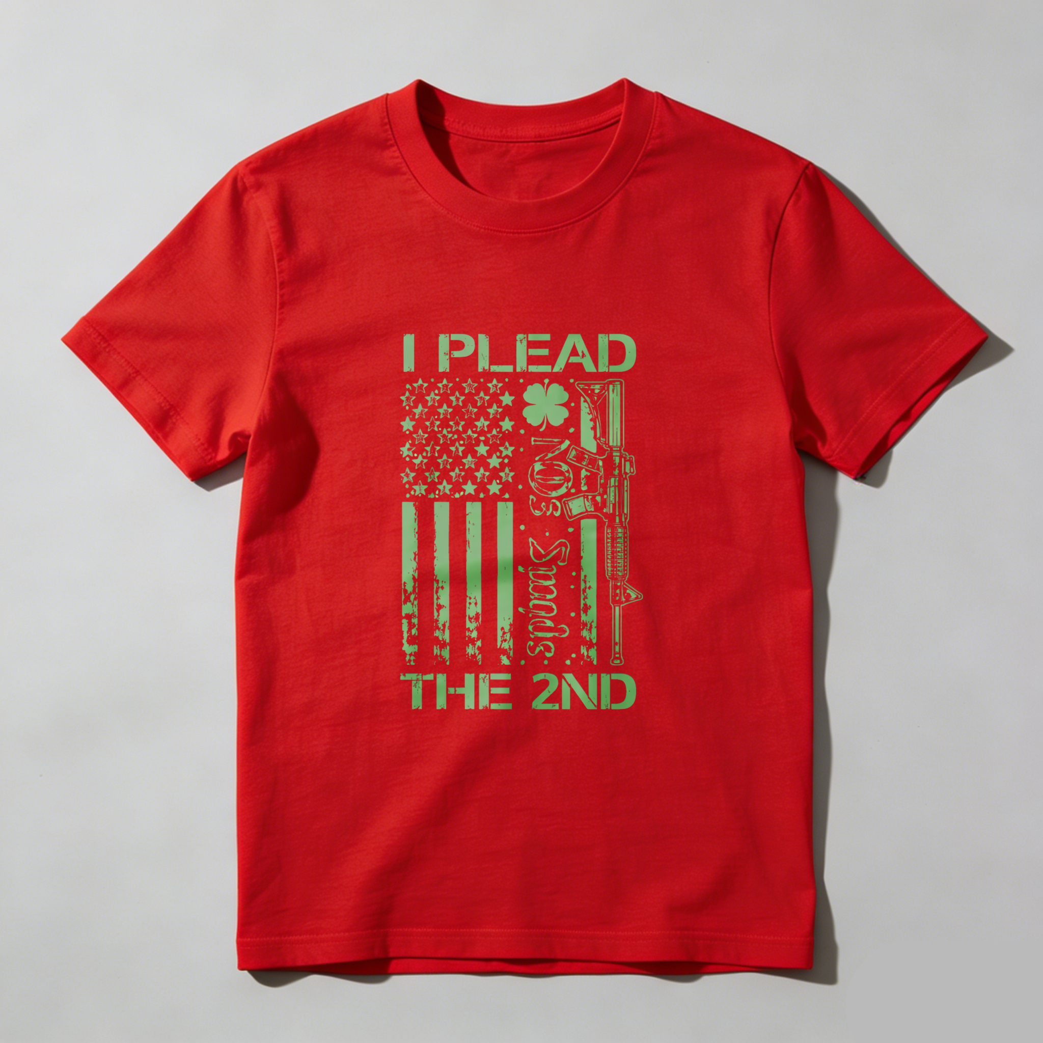 TEECURENT I Plead The 2nd Amendment Flag Gun T Shirt St Patrick's Day Green American Flag Design Men Women Apparel
