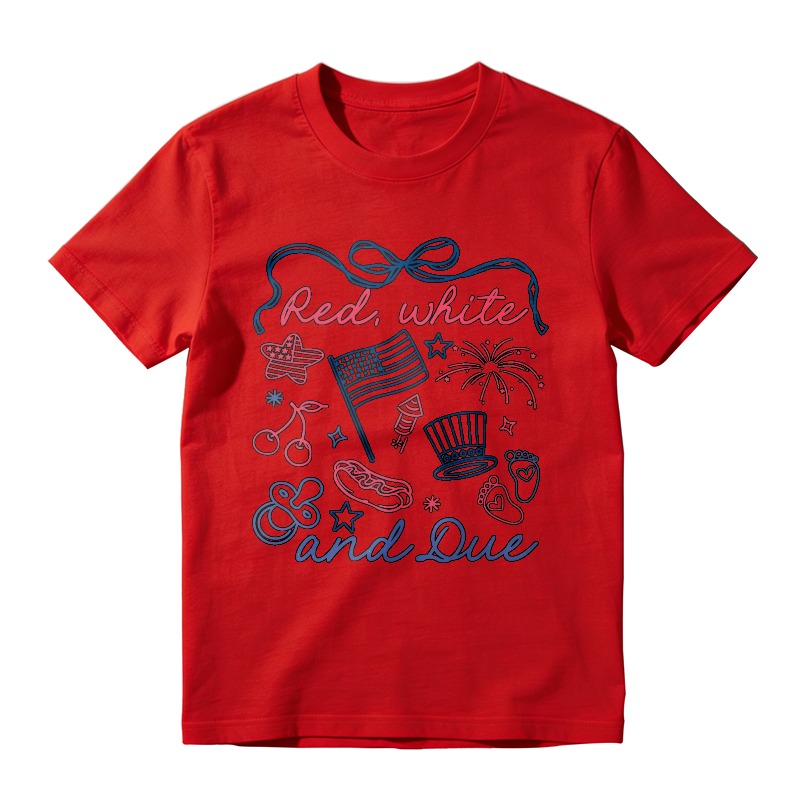 Red White And Due Patriotic American Flag Fireworks Hot Dog Cherry Hat Footprint Stars Unisex Classic T-shirt