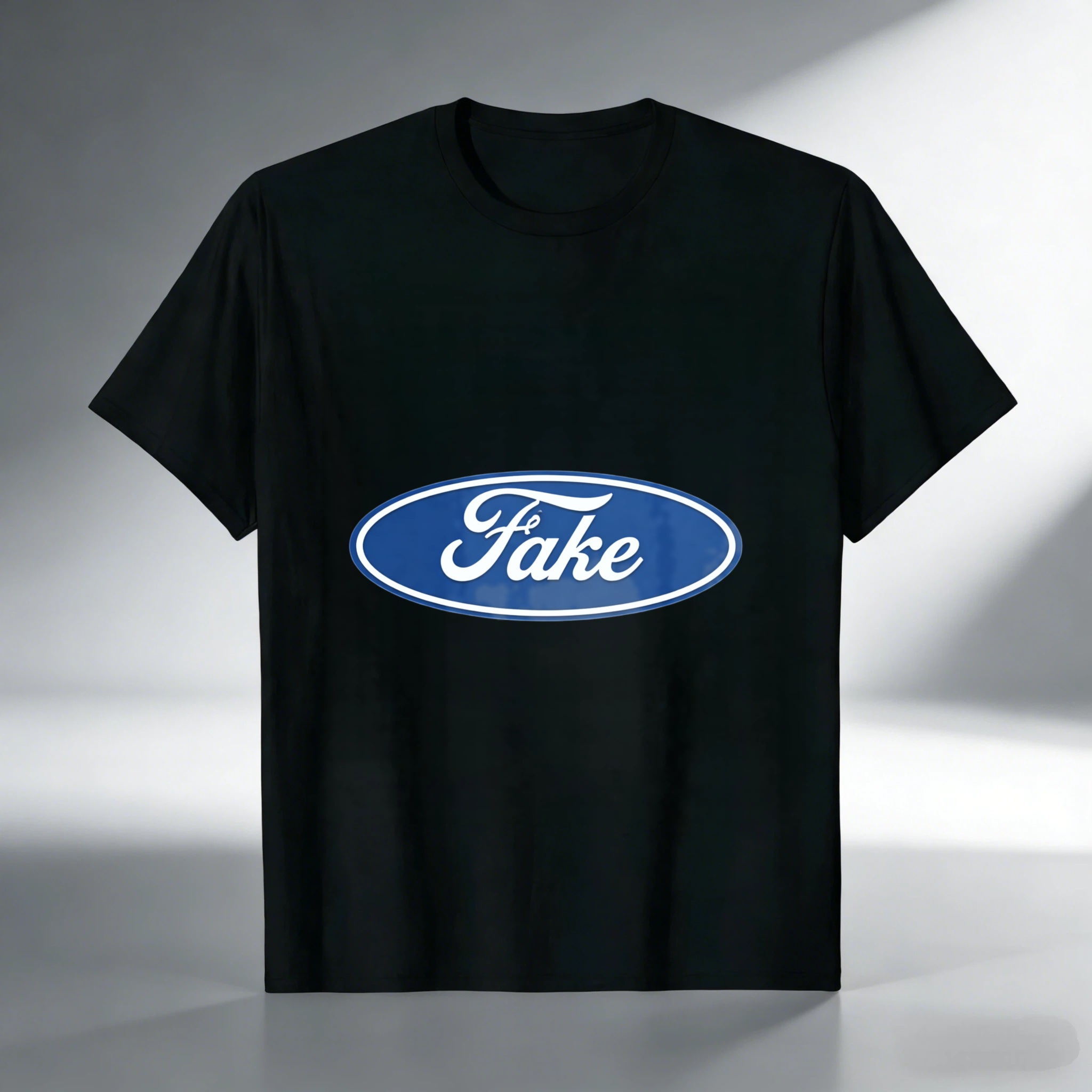 Fake Ford Logo T Shirt Black Men Women Unisex Casual Tee Top Fashion Statement Clothing