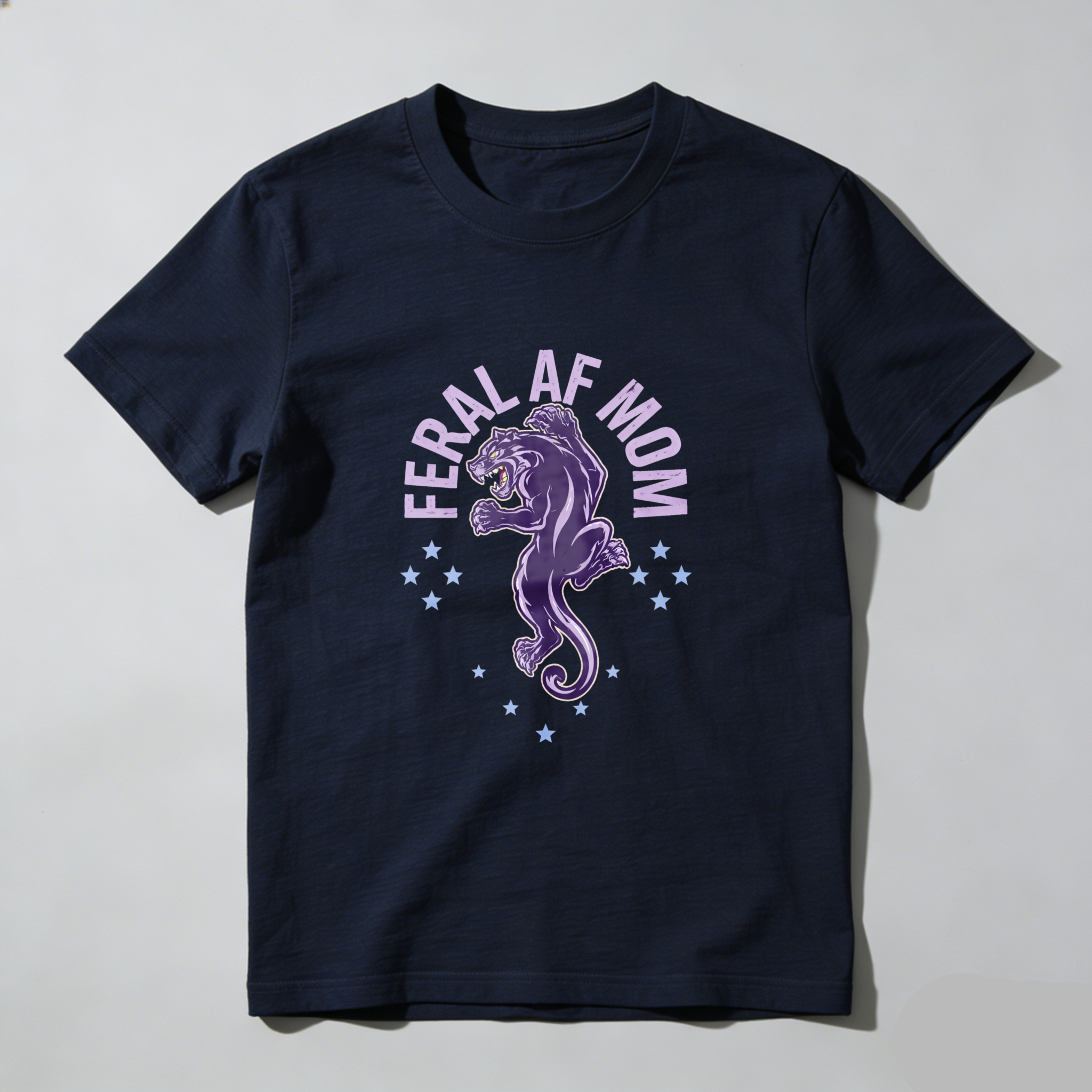 TEECURENT Feral Af Mom Panther Graphic T Shirt For Women And Men Black Purple Design Mother's Day Gift Idea WOMEN