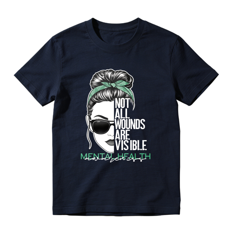 Dorawear™ Mental Health Awareness Not All Wounds Are Visible Woman With Sunglasses And Hair Bun Unisex Classic T-shirt