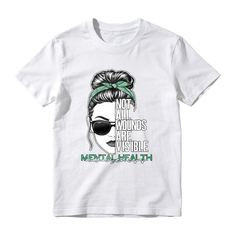 Dorawear™ Mental Health Awareness Not All Wounds Are Visible Woman With Sunglasses And Hair Bun Unisex Classic T-shirt