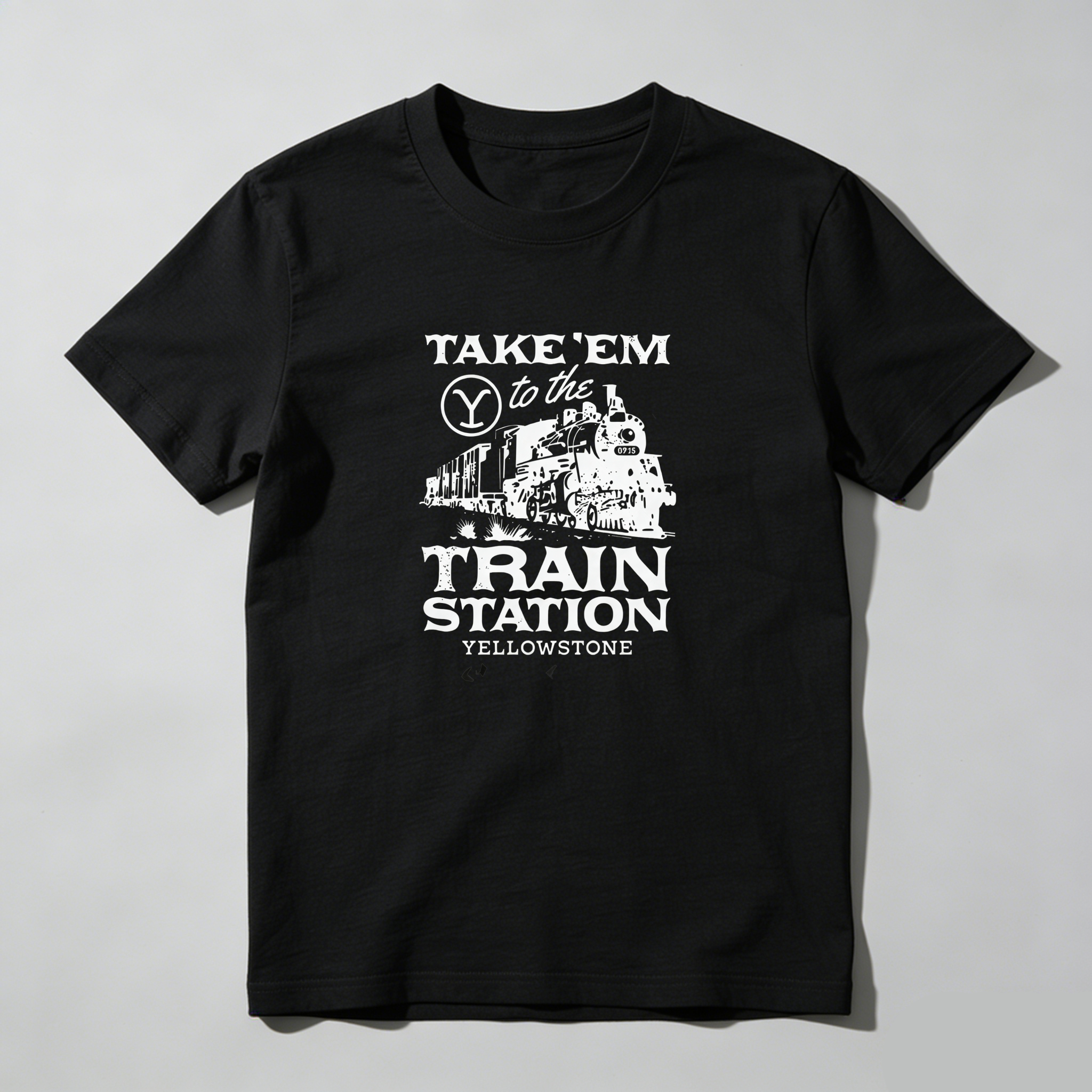 TEECURENT Take Em To The Train Station Yellowstone Pure Cotton Short Sleeve T Shirt-TeeCurent