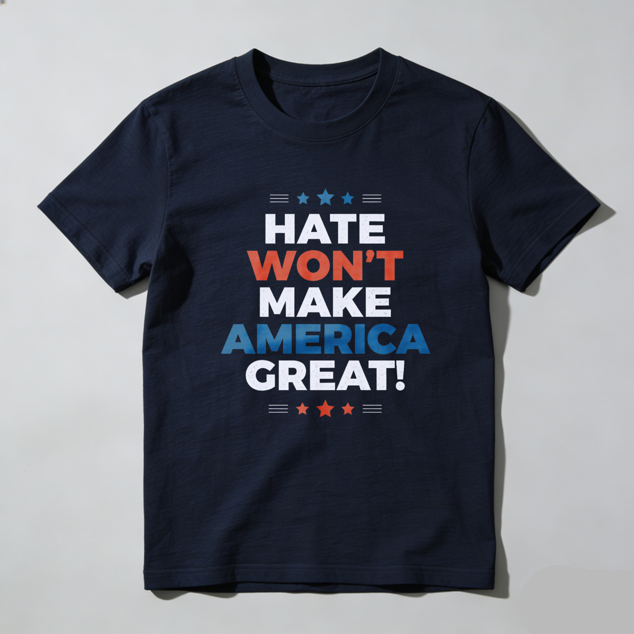 TEECURENTHate Wont Make America Great Political Statement T Shirt For Men And Women Patriotic American Flag Design Black Cotton Tee-TeeCurent