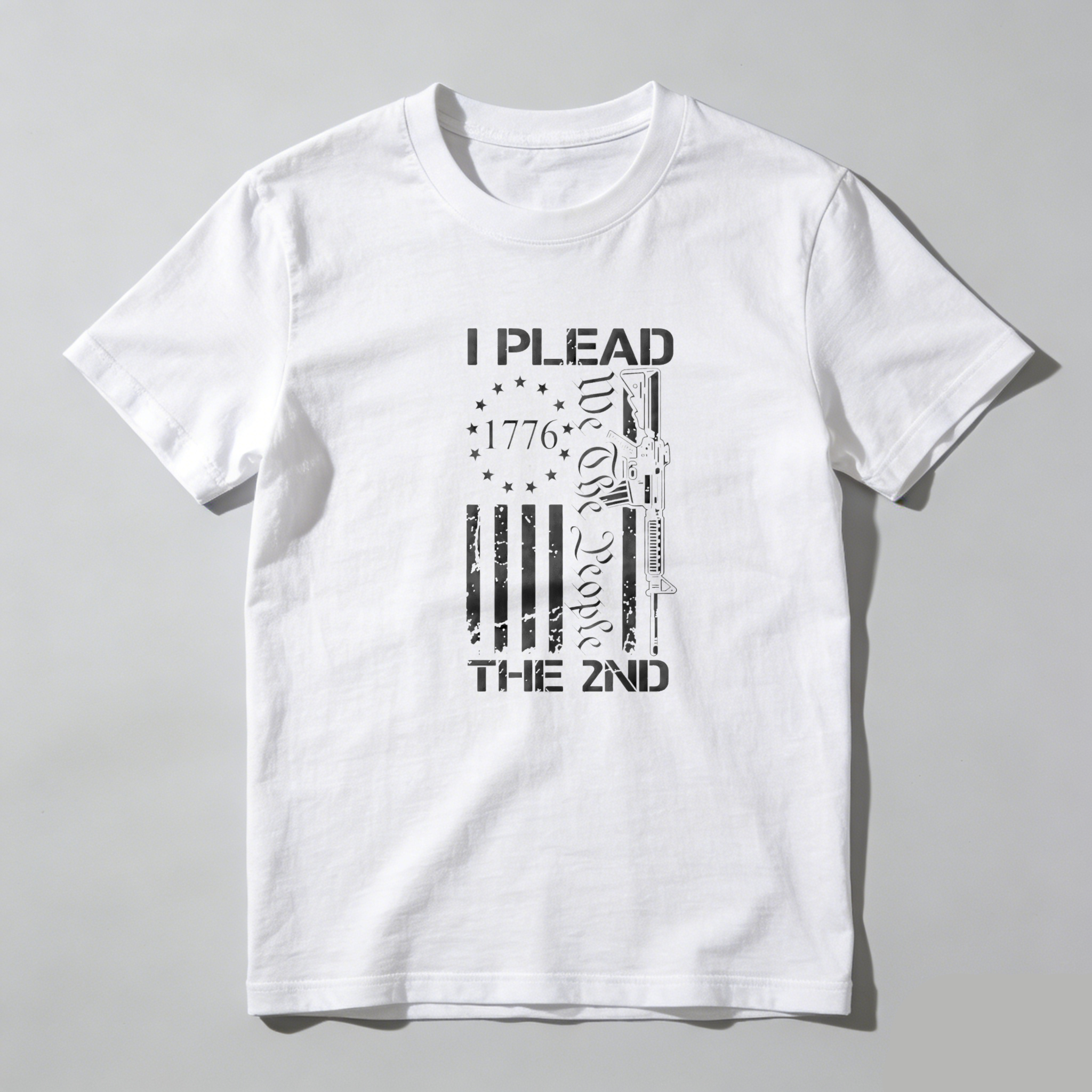 TEECURENT I Plead The 2nd Amendment Flag Gun 1776 Pure Cotton Short Sleeve T Shirt-TeeCurent