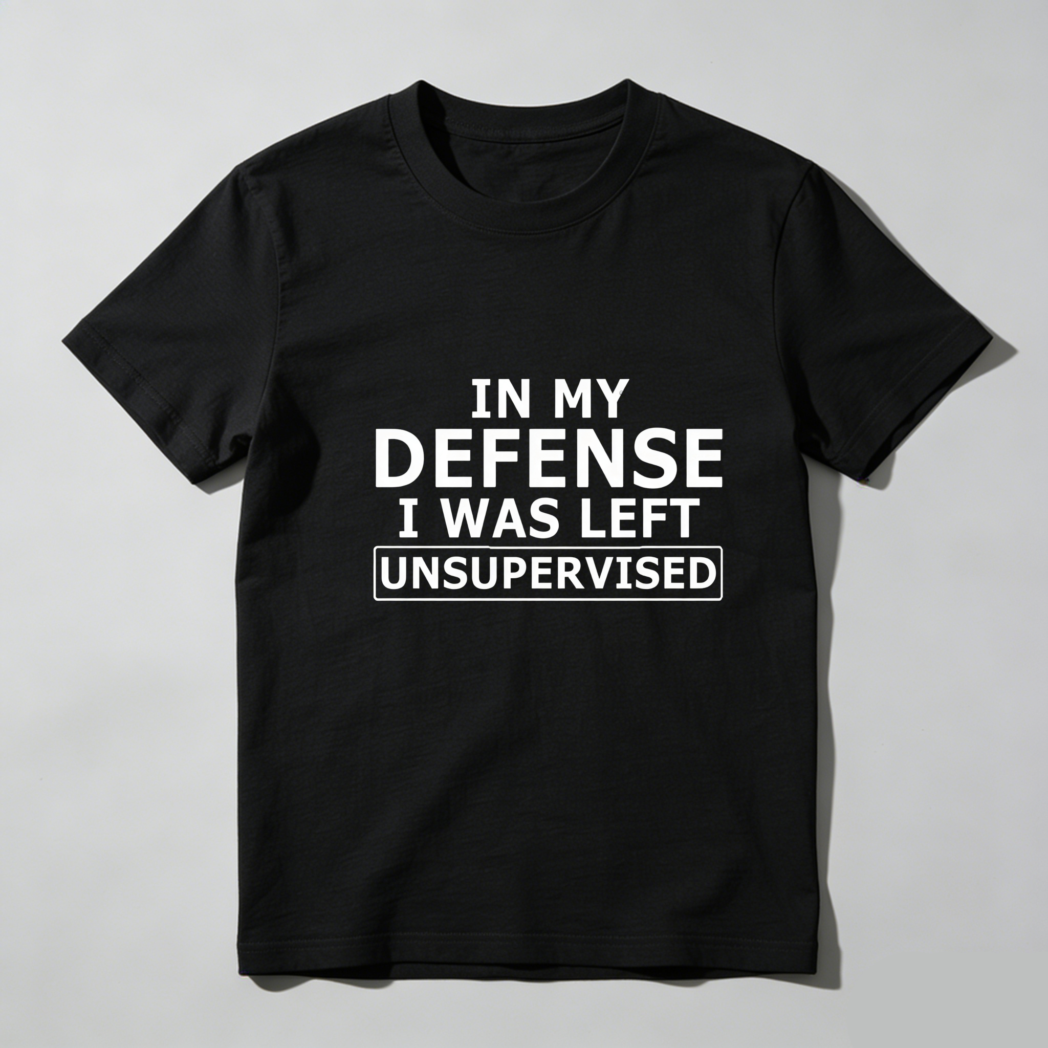 TEECURENT In My Defense I Was Left Unsupervised Pure Cotton Short Sleeve T Shirt-TeeCurent