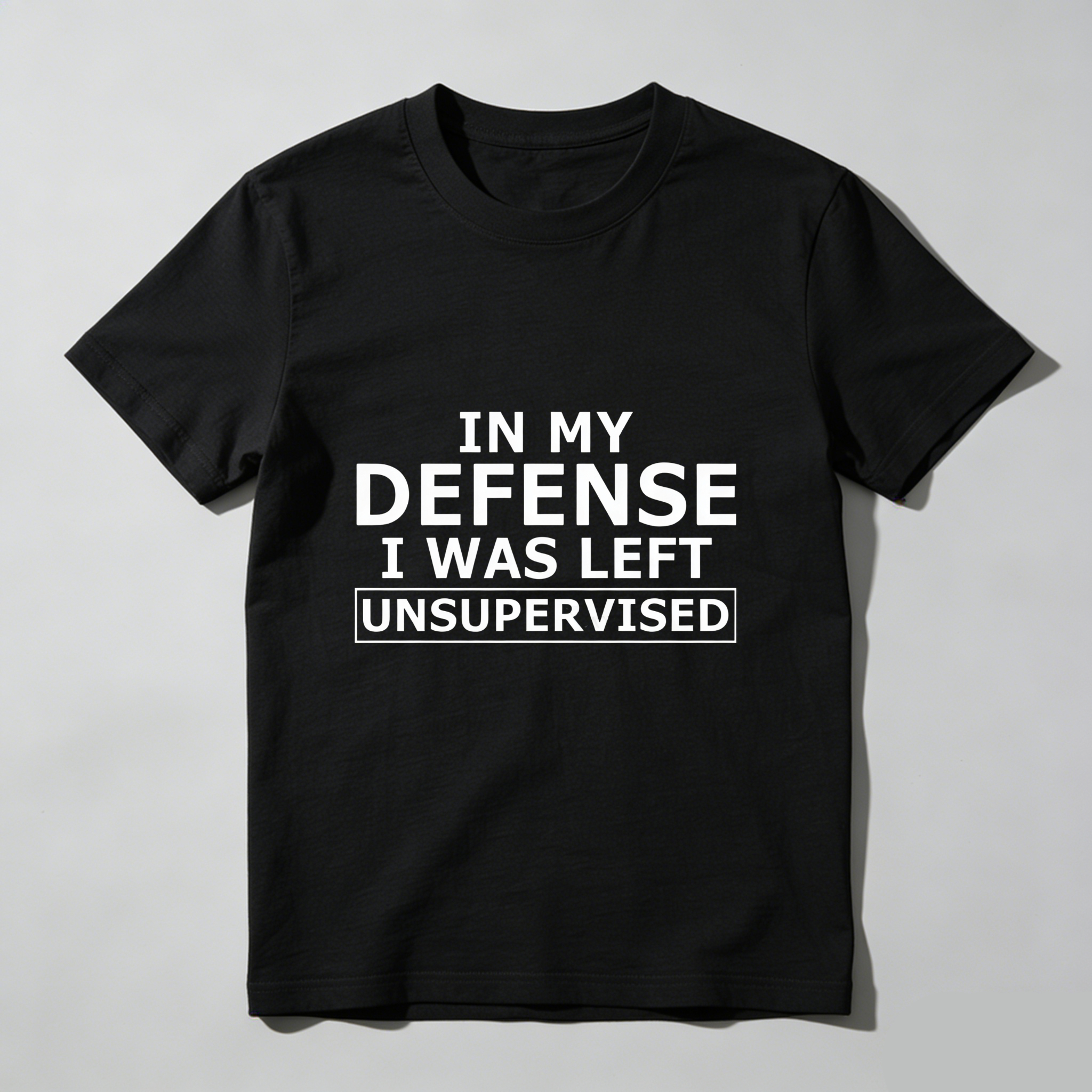 TEECURENT In My Defense I Was Left Unsupervised Pure Cotton Short Sleeve T Shirt-TeeCurent