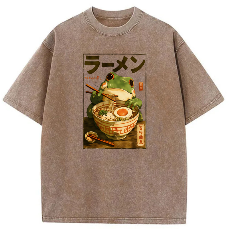 Frog Eating Ramen With Chopsticks And Bowl tshirt 100% cotton