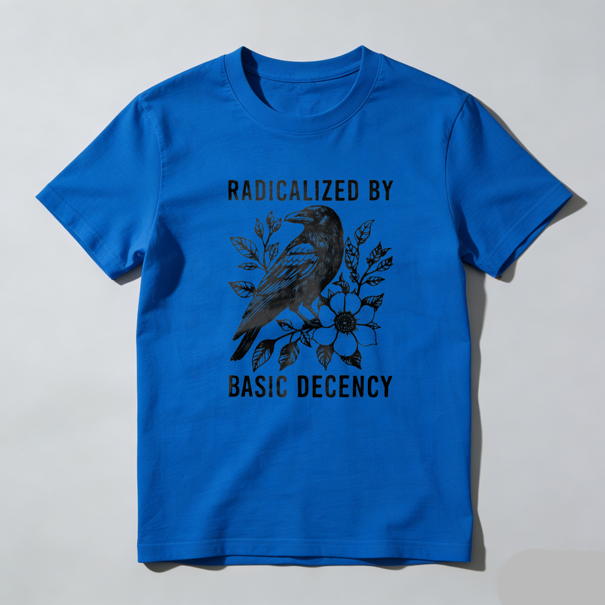 TEECURENTRadicalized By Basic Decency Bird And Floral Design T Shirt-TeeCurent