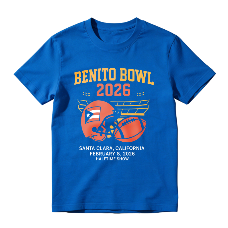 Benito Bowl 2026 Football Helmet And Ball Design Santa Clara California February 8 2026 Halftime Show Unisex Classic T-shirt