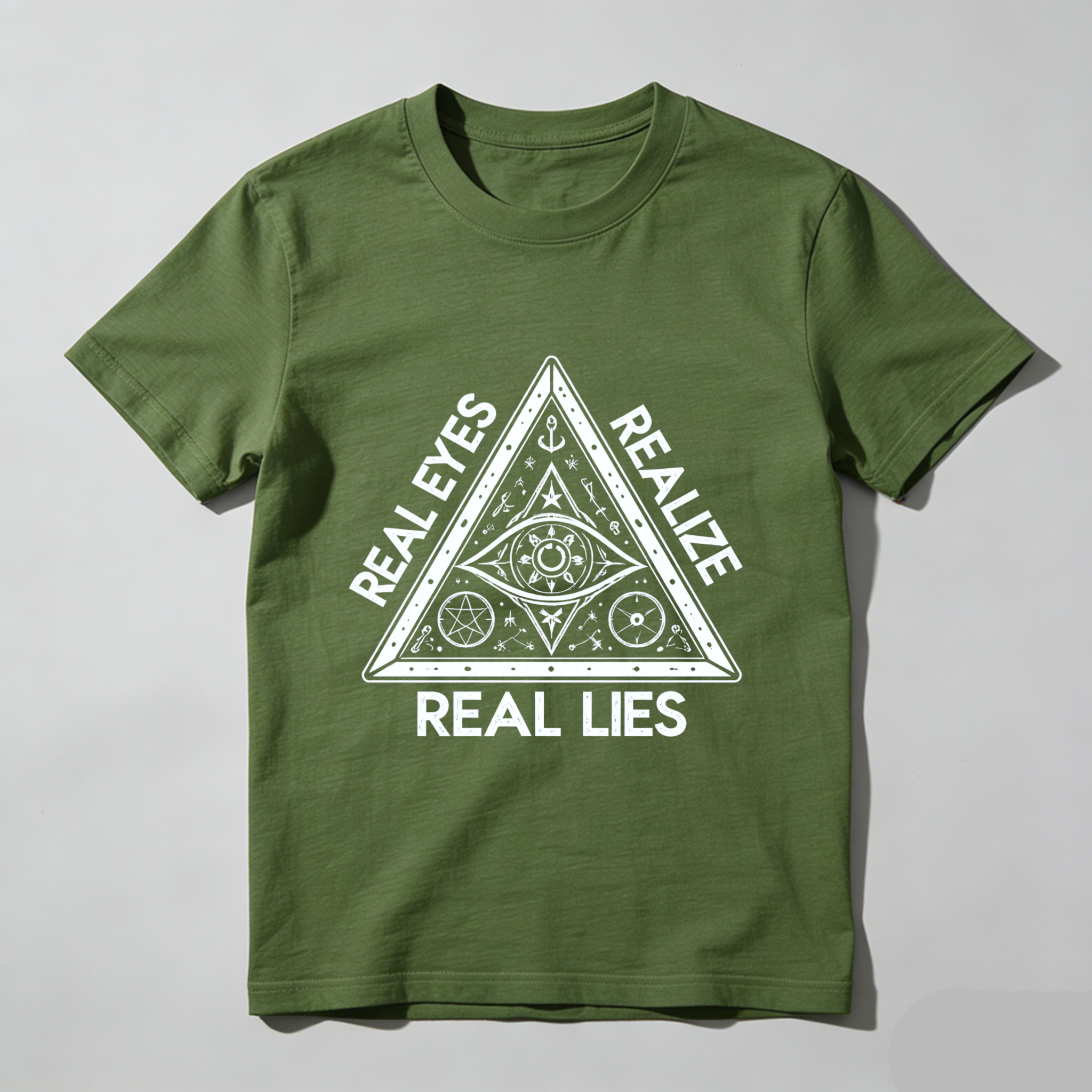 TEECURENT  Real Eyes Realize Real Lies Pyramid Eye Symbol(7) TEECURENT