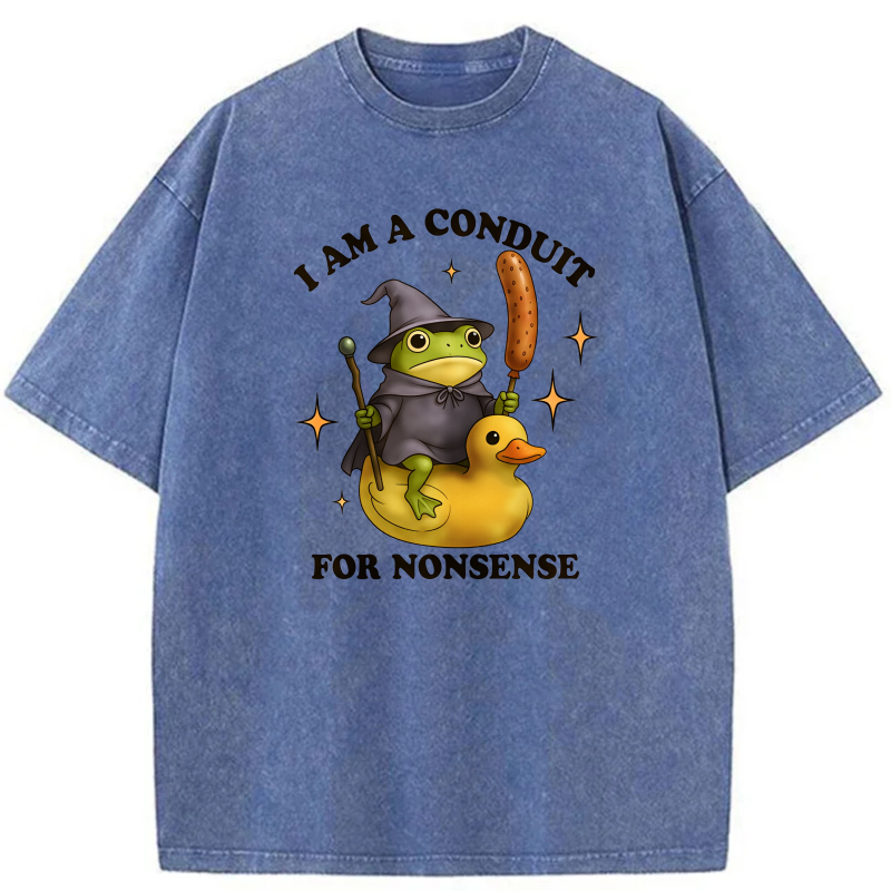 Frog Wizard Riding Duck With Sausage tshirt 100% cotton