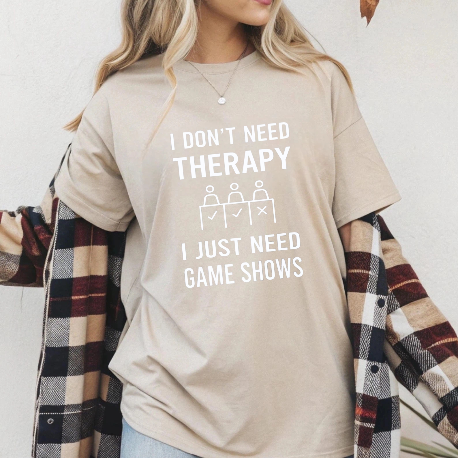 TEECURENT I Dont Need Therapy I Just Need Game Shows T Shirt WOMEN