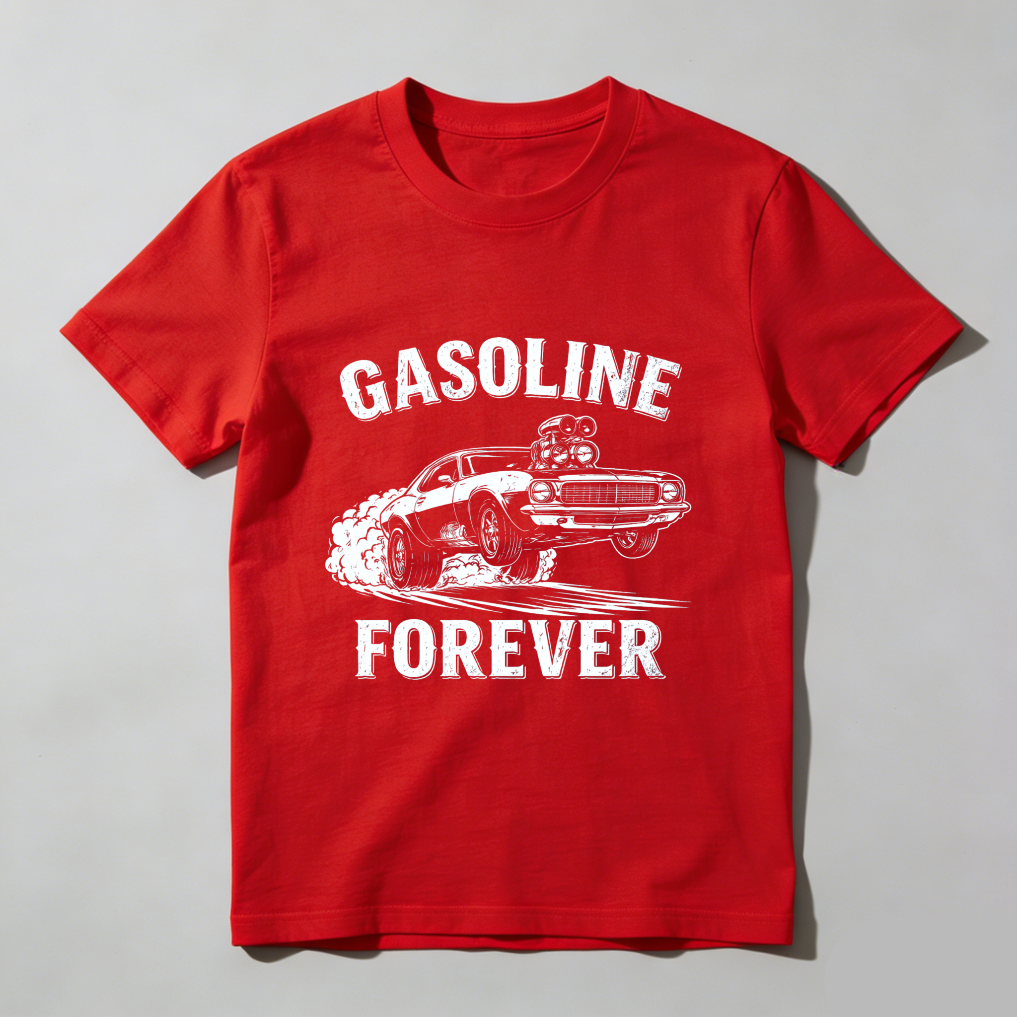 Gasoline Forever Classic Muscle Car T-Shirt For Men And Women Automotive Enthusiast Gift Black Cotton Shirt