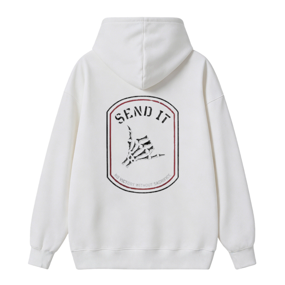 Send It Skeleton Hand Patch No Victory Without Sacrifice Graphic Unisex Classic Hoodie