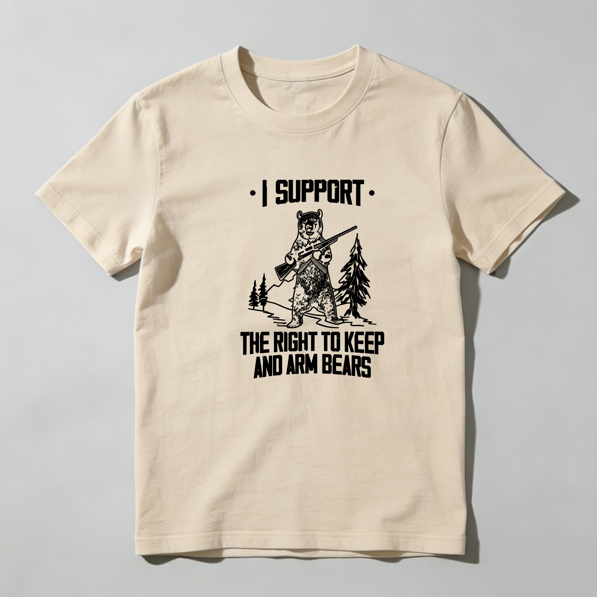TEECURENT I Support The Right To Keep And Arm Bears Pure Cotton Short Sleeve T Shirt-TeeCurent